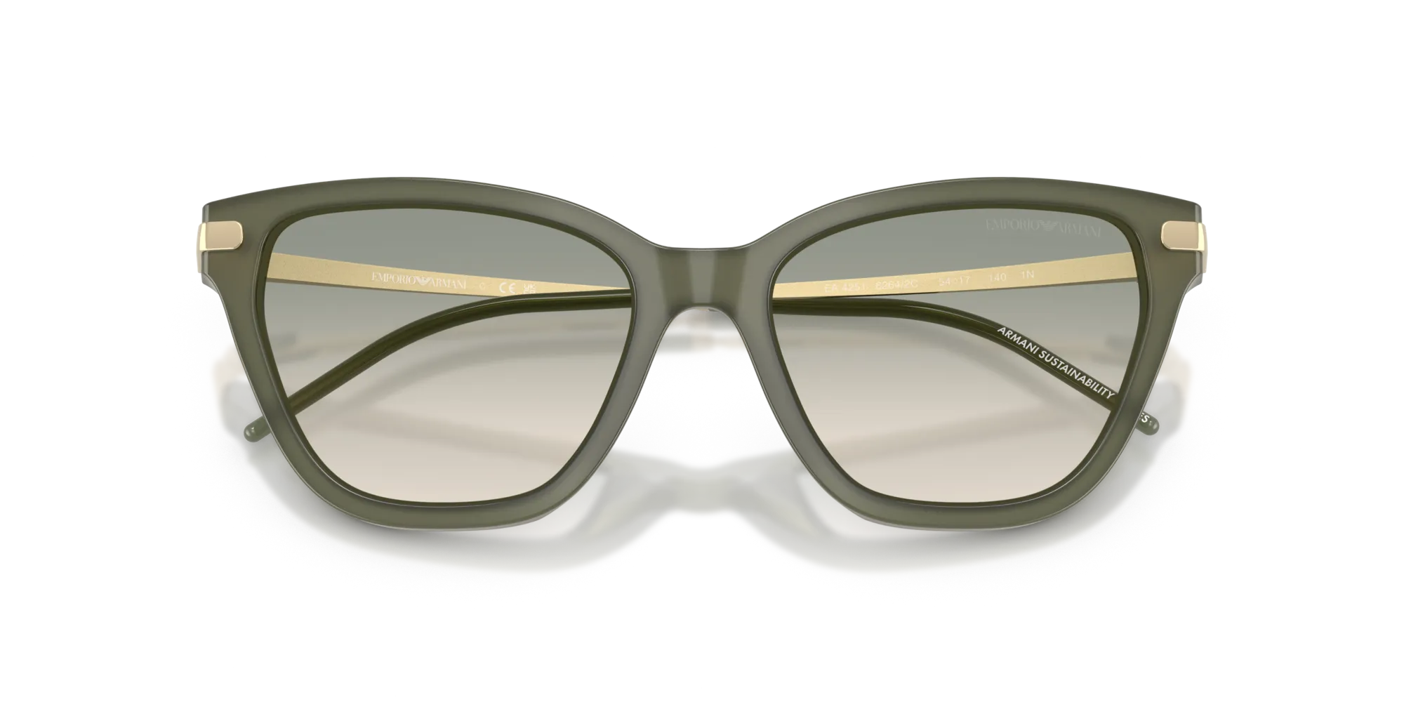 Emporio Armani EA4251 62642C Occhiali da sole Acetato Verde Marrone Cat Eye Normale Sfumato - immagine 2