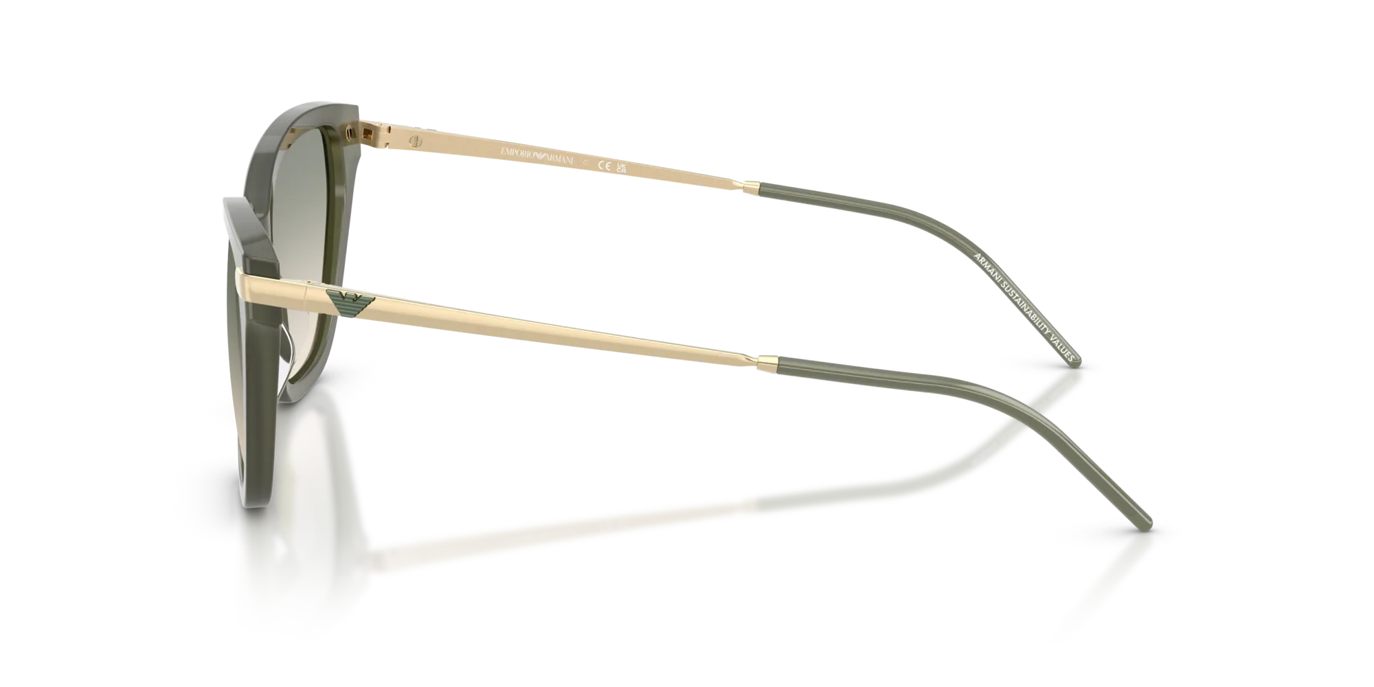 Emporio Armani EA4251 62642C Occhiali da sole Acetato Verde Marrone Cat Eye Normale Sfumato - immagine 4