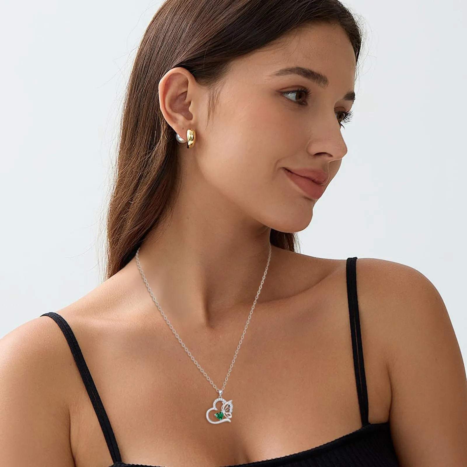 Collana Donna Argento 925 Collana Cuore Farfalla Maggio Birthstone Necklace Idee Regalo Gioielli Donna per Mogile/Sorella/Amiche Regali Anniversario Compleanno Festa della Mamma Valentin’s Day - immagine 3