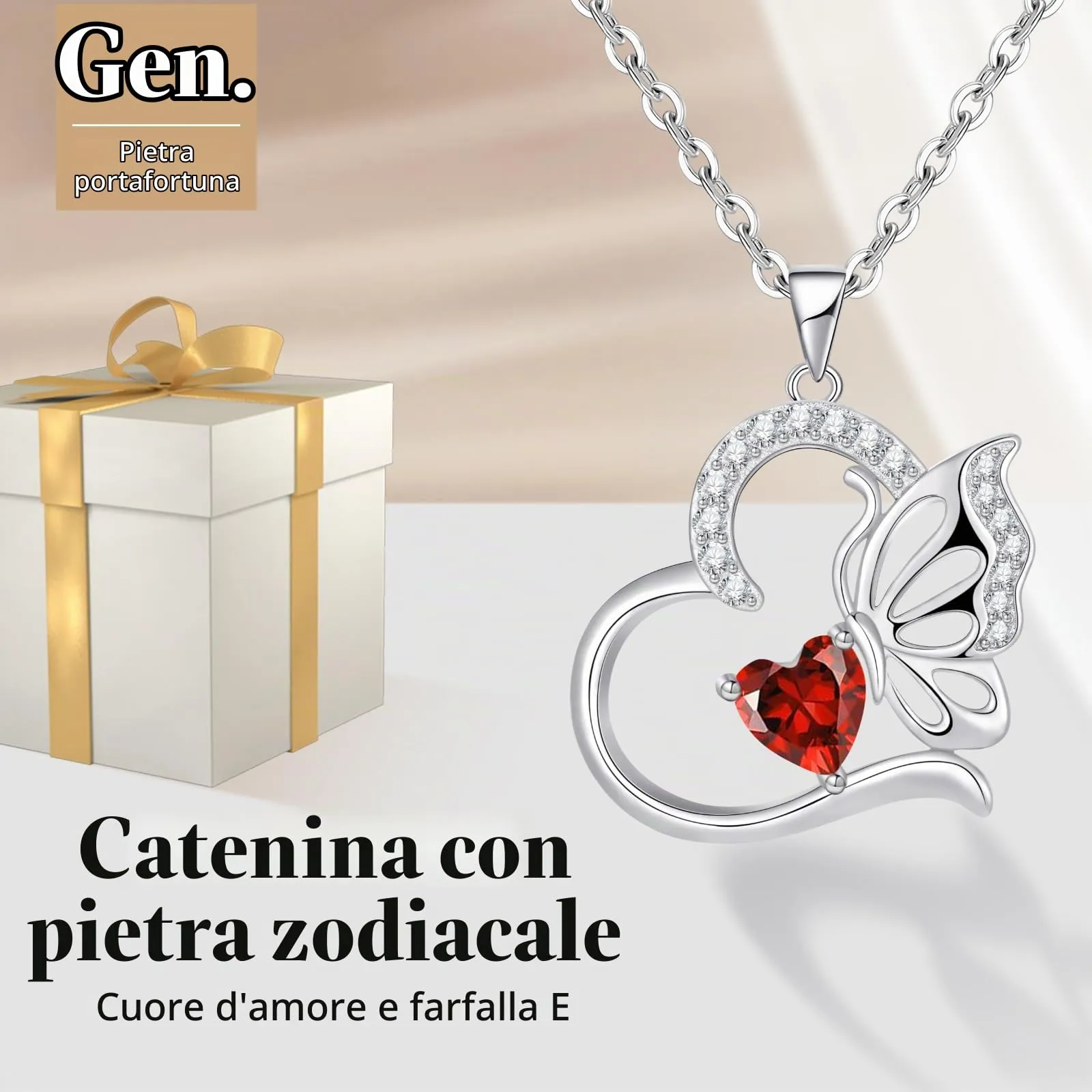 Collana Donna Argento 925 Collana Cuore Farfalla Gennaio Birthstone Necklace Idee Regalo Gioielli Donna per Mogile/Sorella/Amiche Regali Anniversario Compleanno Festa della Mamma Valentin’s Day - immagine 4