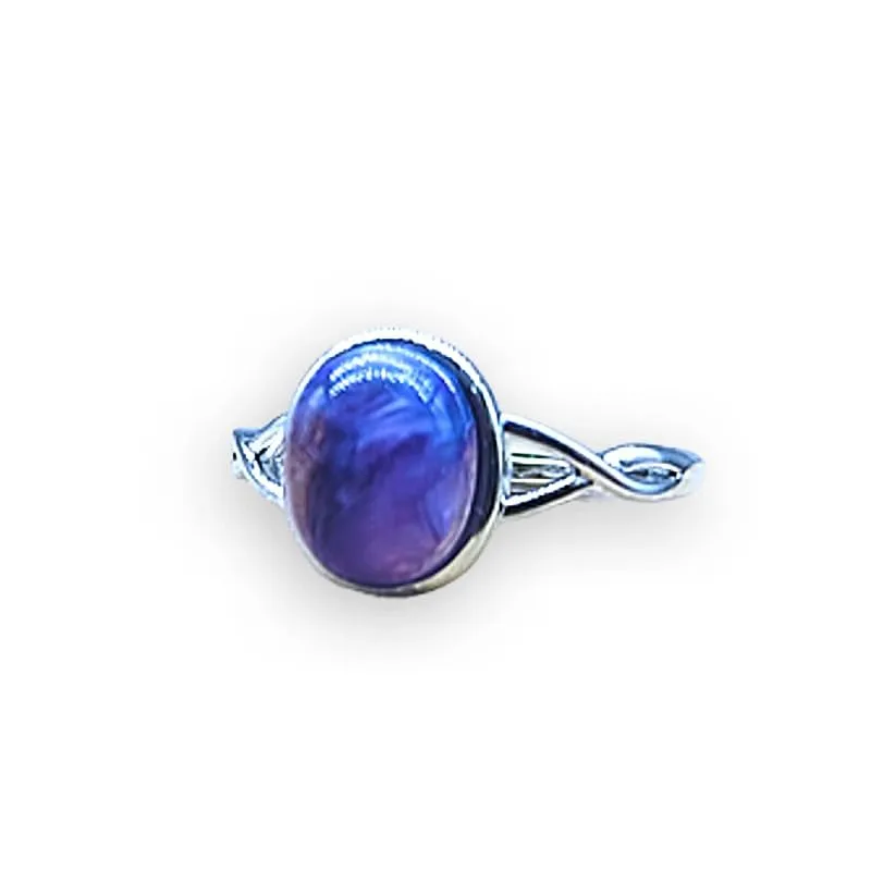 TENET - Anello Regolabile in Bronzo con pietra dura (CHAROITE) - immagine 3