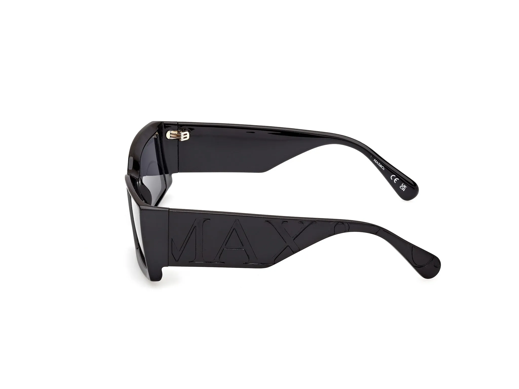 MAX&Co MO0130 01A Occhiali da sole Iniettato Nero Fumo Squadrata Normale - immagine 3