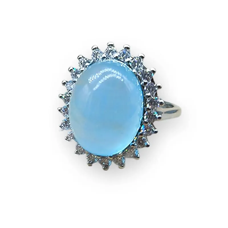TENET - Anello Regolabile in Bronzo con pietra dura (ACQUAMARINA CON CRISTALLI) - immagine 1