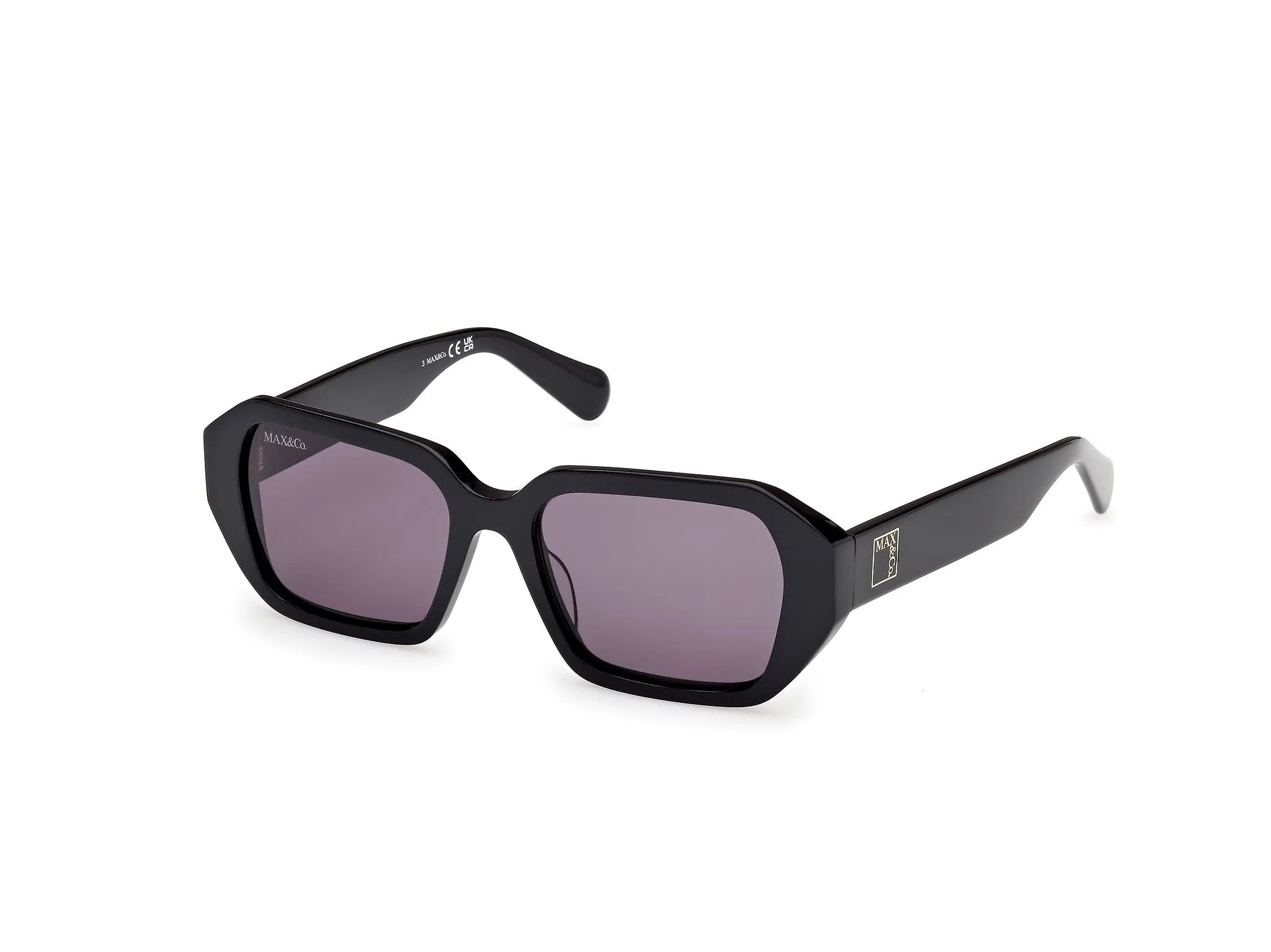 MAX&Co MO0126 01A Occhiali da sole Acetato Nero Fumo Geometrica Normale - immagine 1