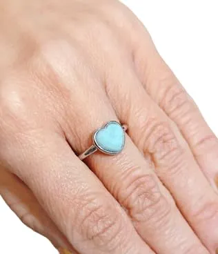 TENET - Anello Regolabile in Bronzo con pietra dura (CUORE IN LARIMAR) - immagine 3
