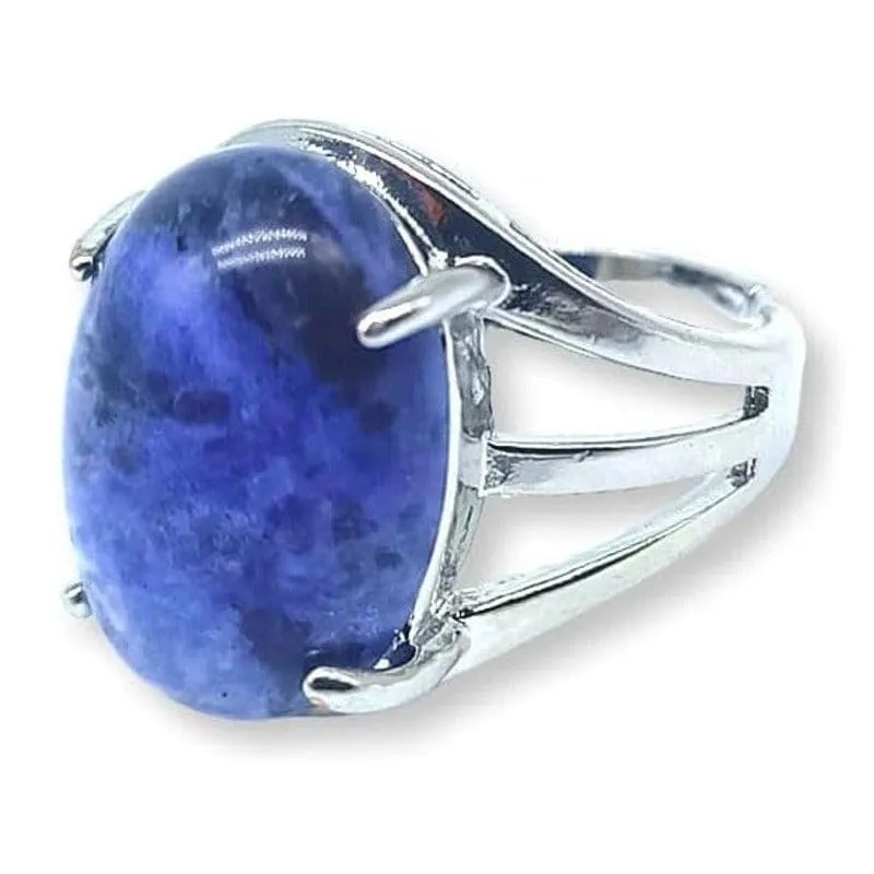 TENET - Anello Regolabile in Bronzo con pietra dura (SODALITE) - immagine 1