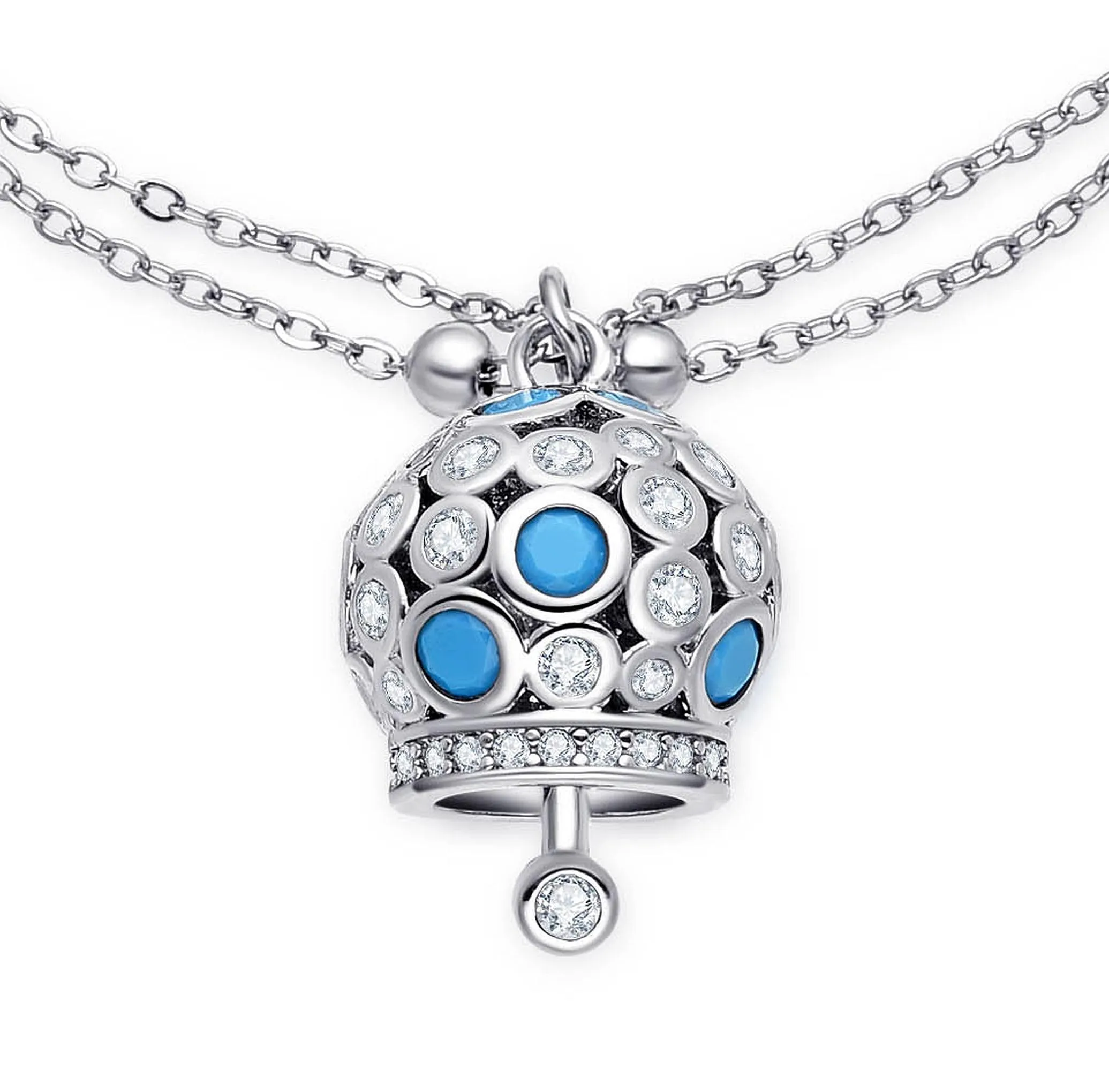 Dada Gioielli - Bracciale Campanella Capri con Pietre Brillanti Colorate e Catenina Rosario Elegante 16,5 + 3 cm (Turchese Argento) - immagine 1