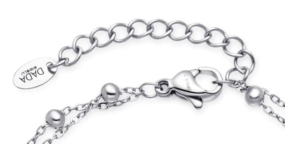 Dada Gioielli - Bracciale Campanella Capri con Pietre Brillanti Colorate e Catenina Rosario Elegante 16,5 + 3 cm (Turchese Argento) - immagine 6