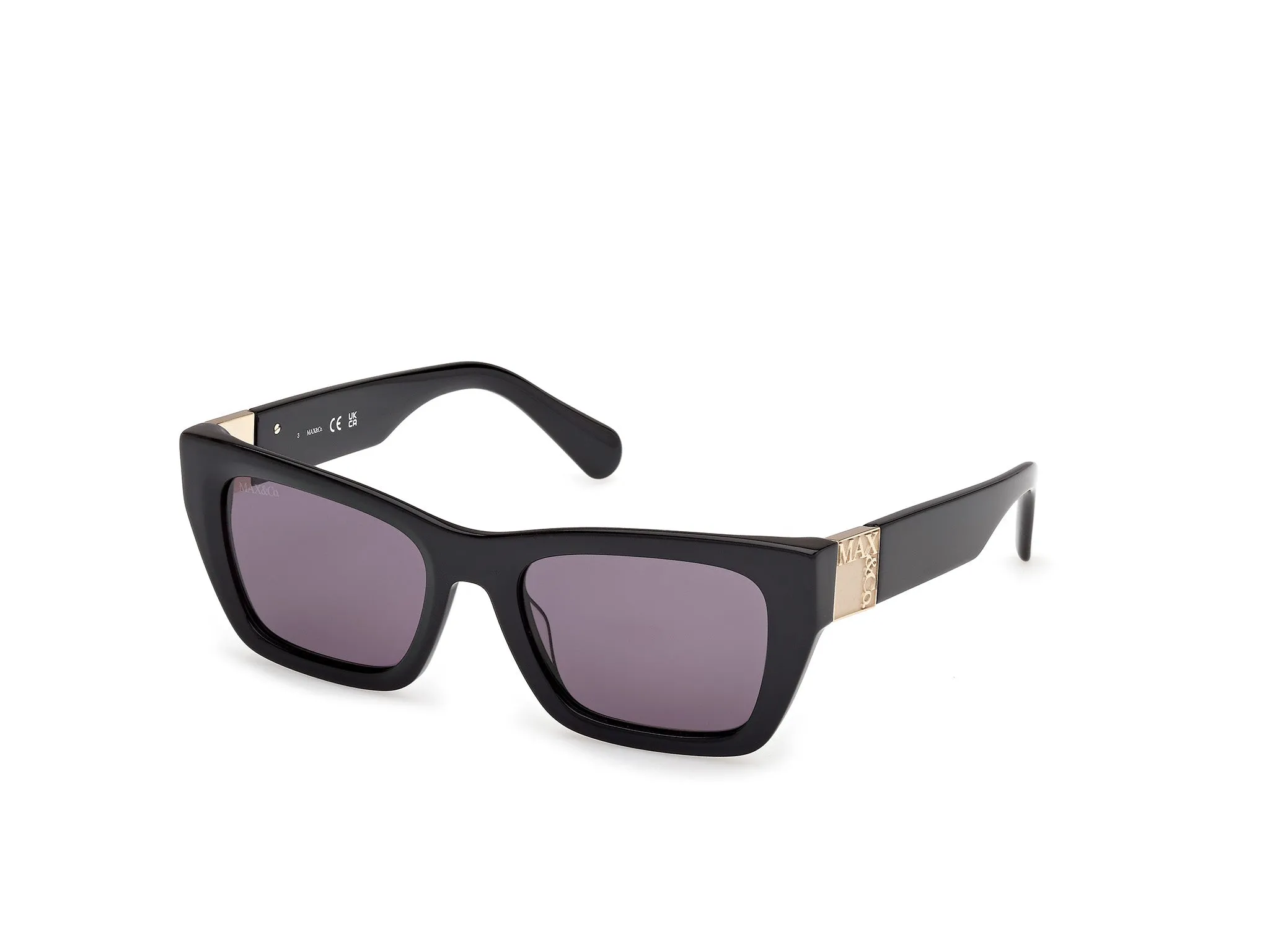MAX&Co MO0124 01A Occhiali da sole Acetato Nero Fumo Cat Eye Normale - immagine 1