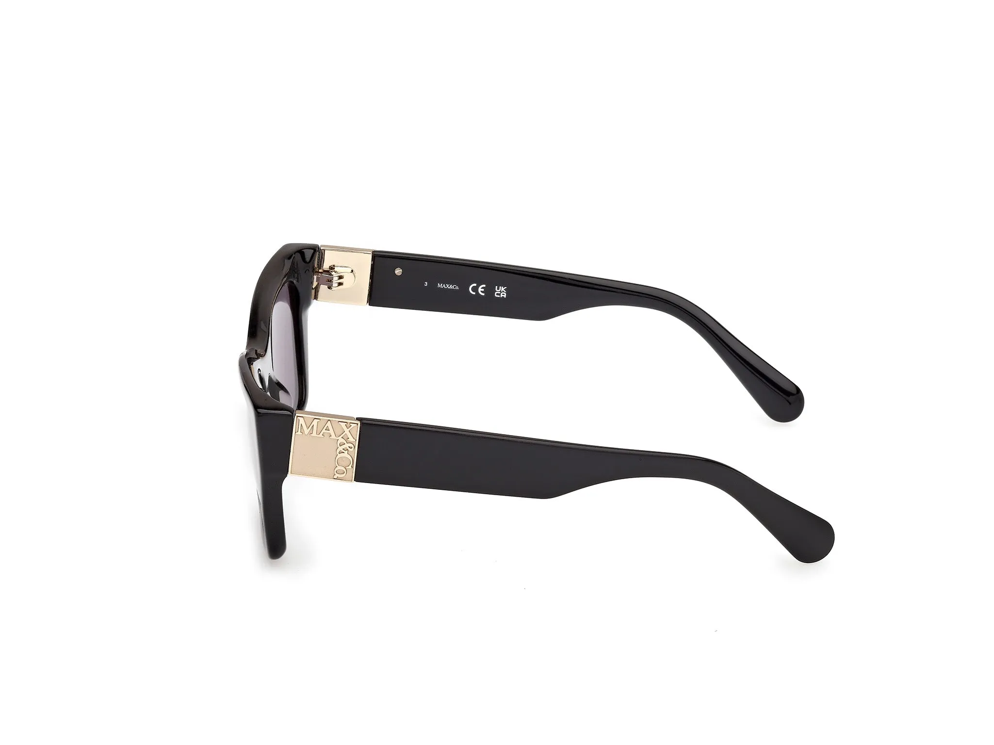 MAX&Co MO0124 01A Occhiali da sole Acetato Nero Fumo Cat Eye Normale - immagine 3
