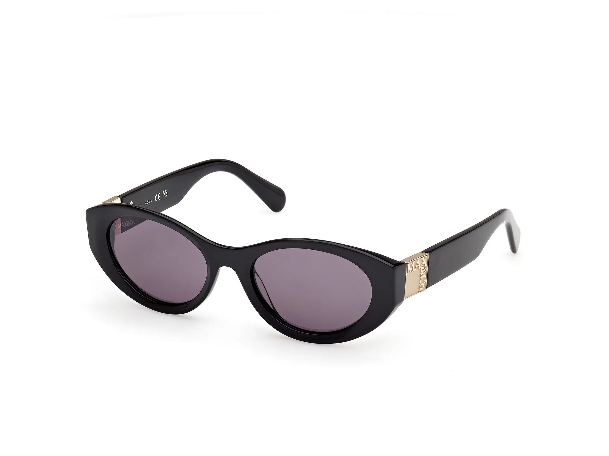 MAX&Co MO0123 01A Occhiali da sole Acetato Nero Fumo Rotonda Normale - immagine 1