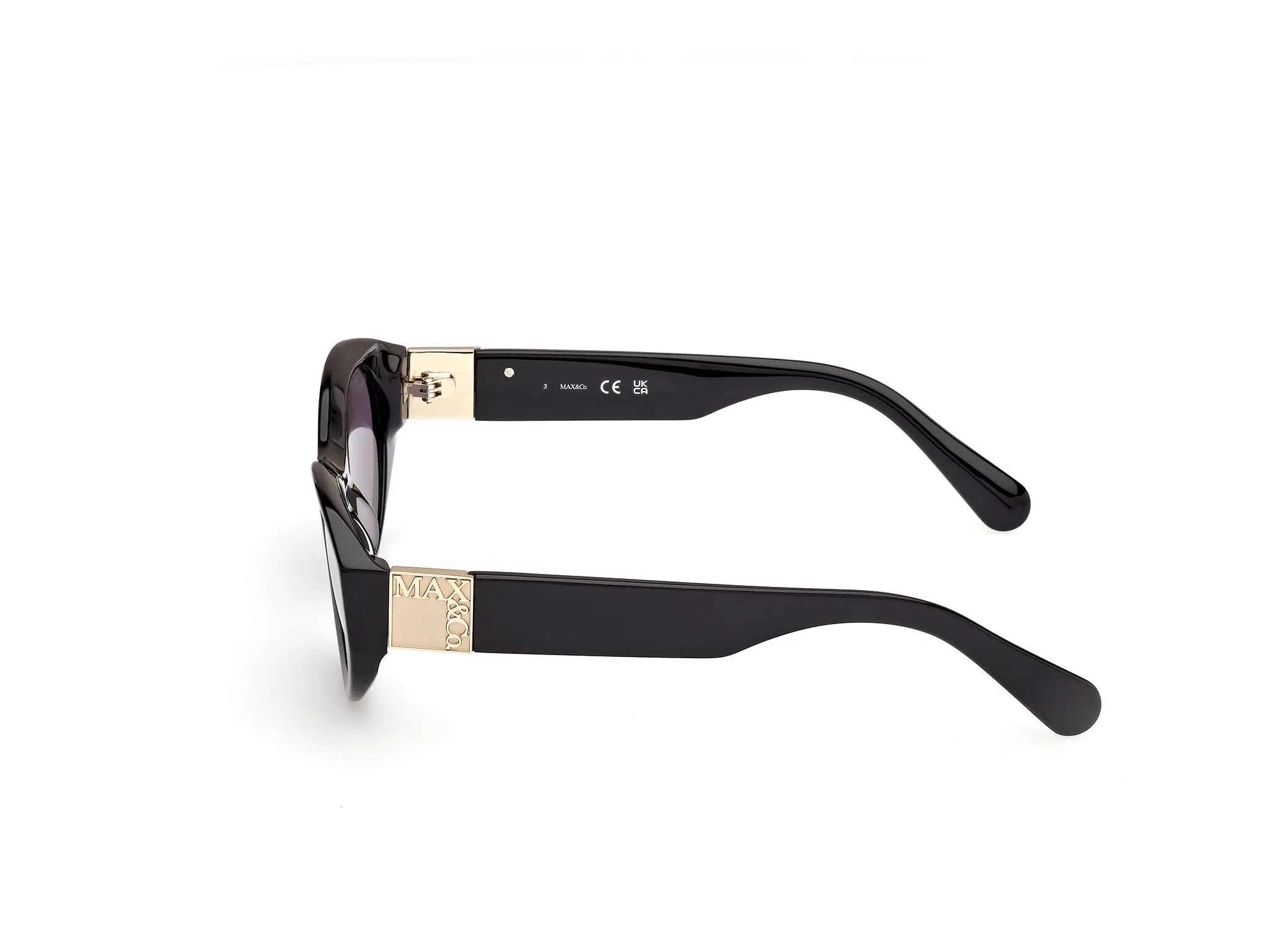 MAX&Co MO0123 01A Occhiali da sole Acetato Nero Fumo Rotonda Normale - immagine 3