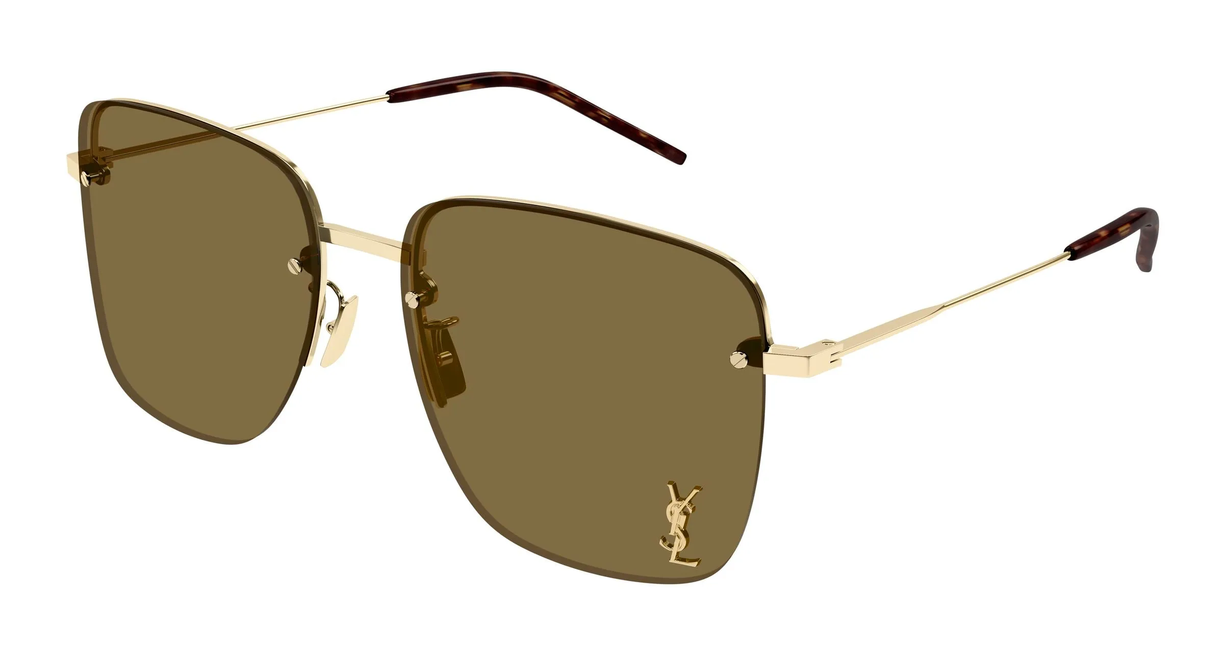 SAINT LAURENT SL 312 M 014 Occhiali da sole Metallo Oro Marrone Squadrata - immagine 1