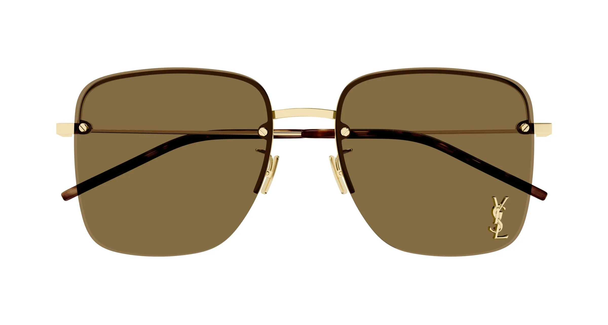 SAINT LAURENT SL 312 M 014 Occhiali da sole Metallo Oro Marrone Squadrata - immagine 2