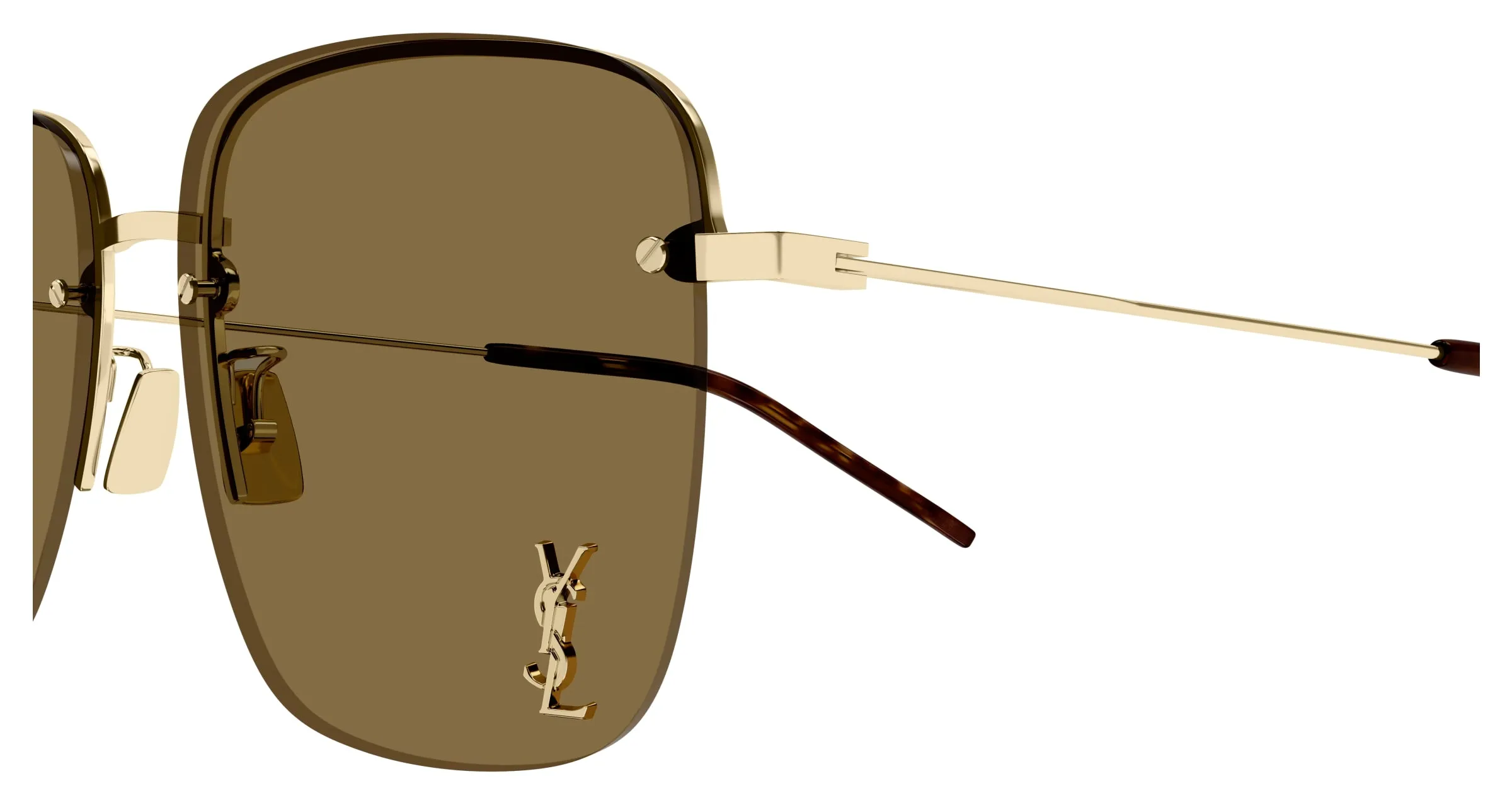 SAINT LAURENT SL 312 M 014 Occhiali da sole Metallo Oro Marrone Squadrata - immagine 3
