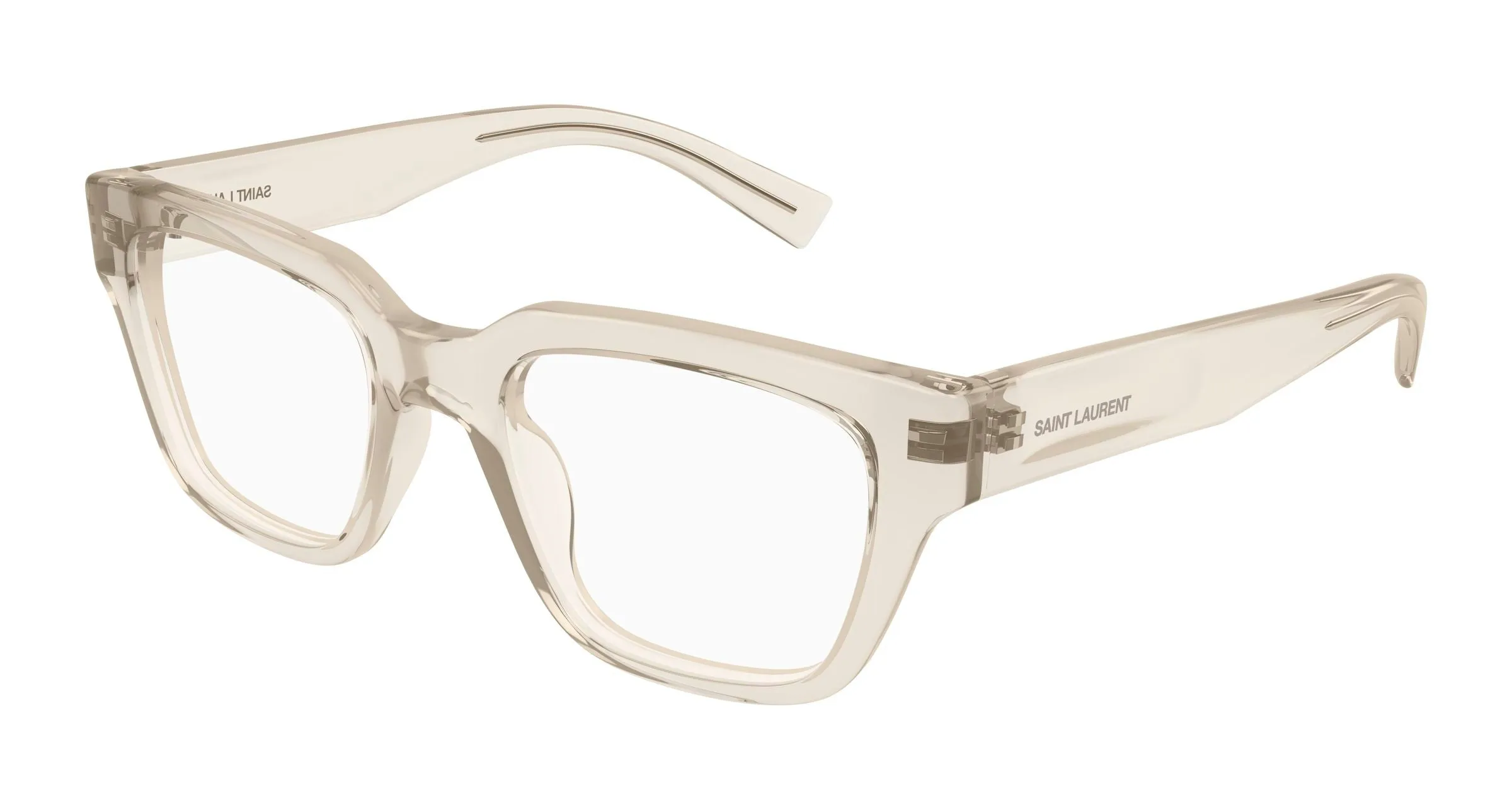 SAINT LAURENT SL 804 004 Montature da vista Acetato Beige Trasparente Squadrata - immagine 1