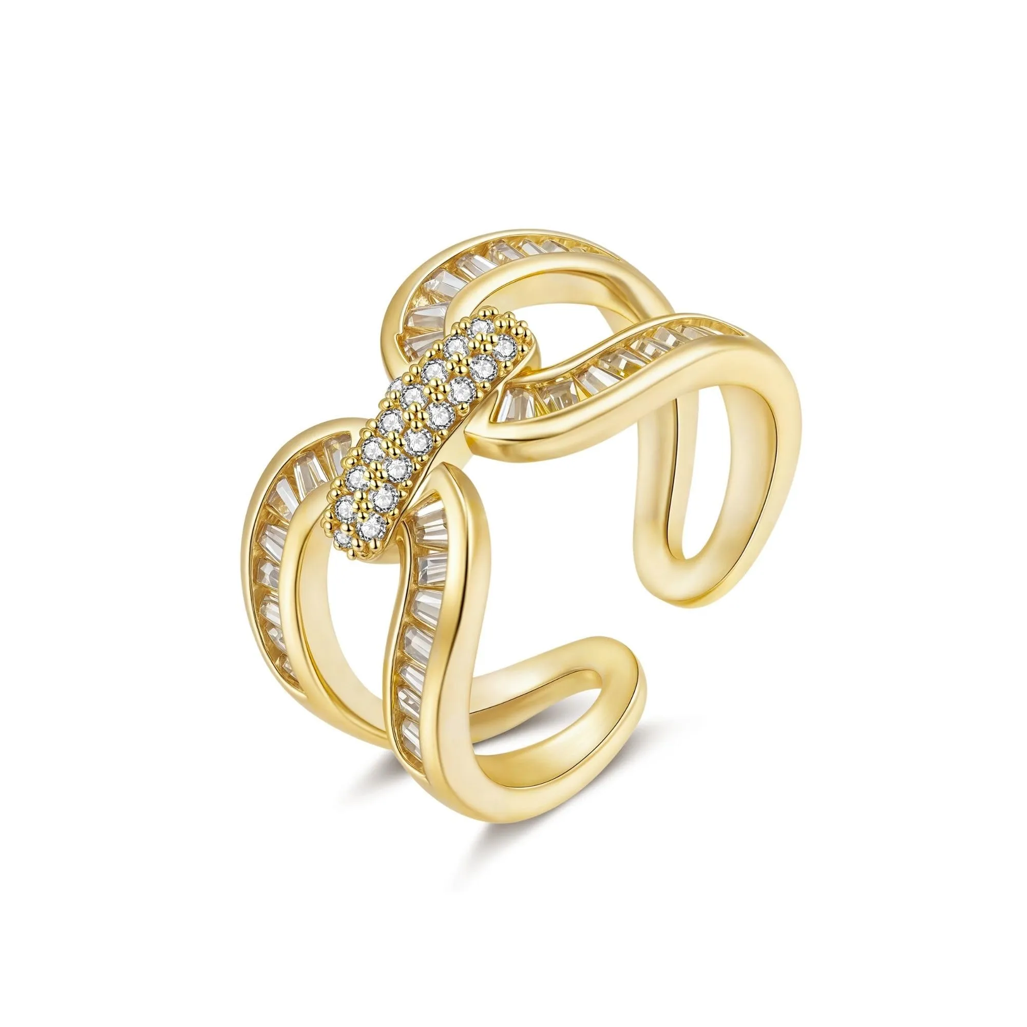 Joo&Rind Anello Regolabile Donna Oro 14K con Zirconi - Anelli Aperto Elegante - Gioielli Donna Regalo Compleanno Amica - immagine 1