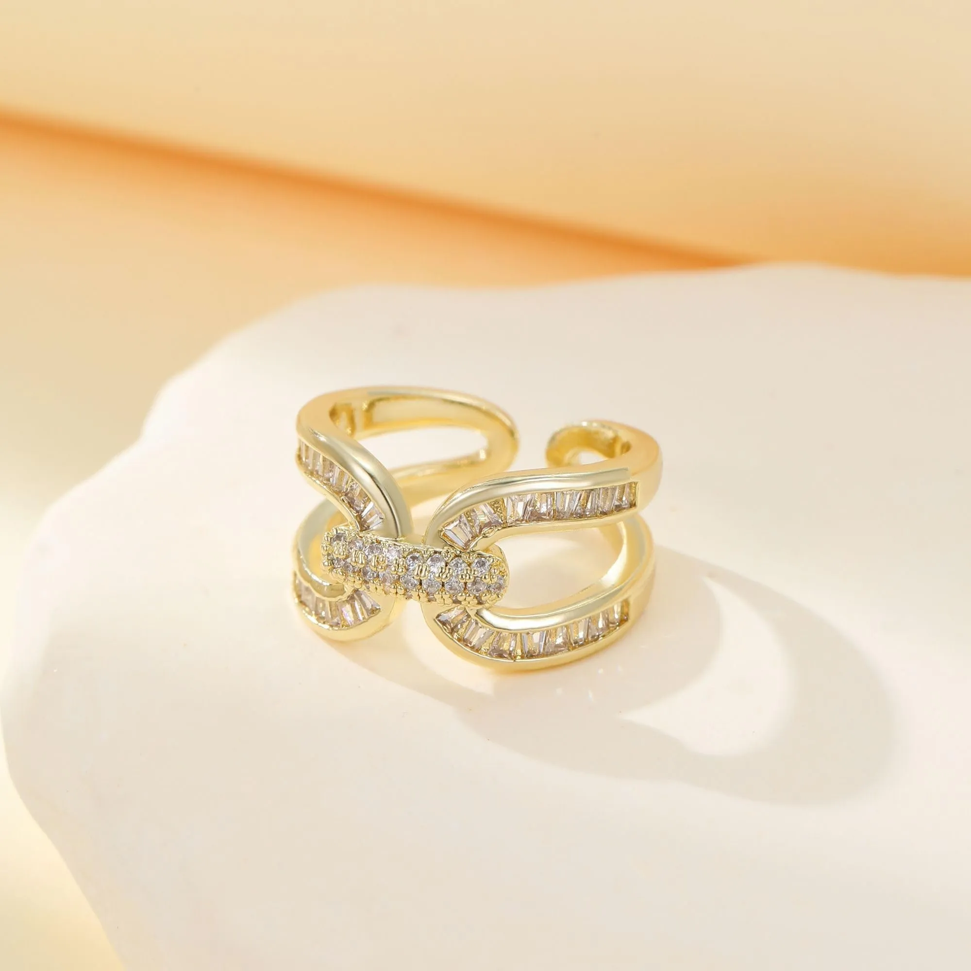 Joo&Rind Anello Regolabile Donna Oro 14K con Zirconi - Anelli Aperto Elegante - Gioielli Donna Regalo Compleanno Amica - immagine 5