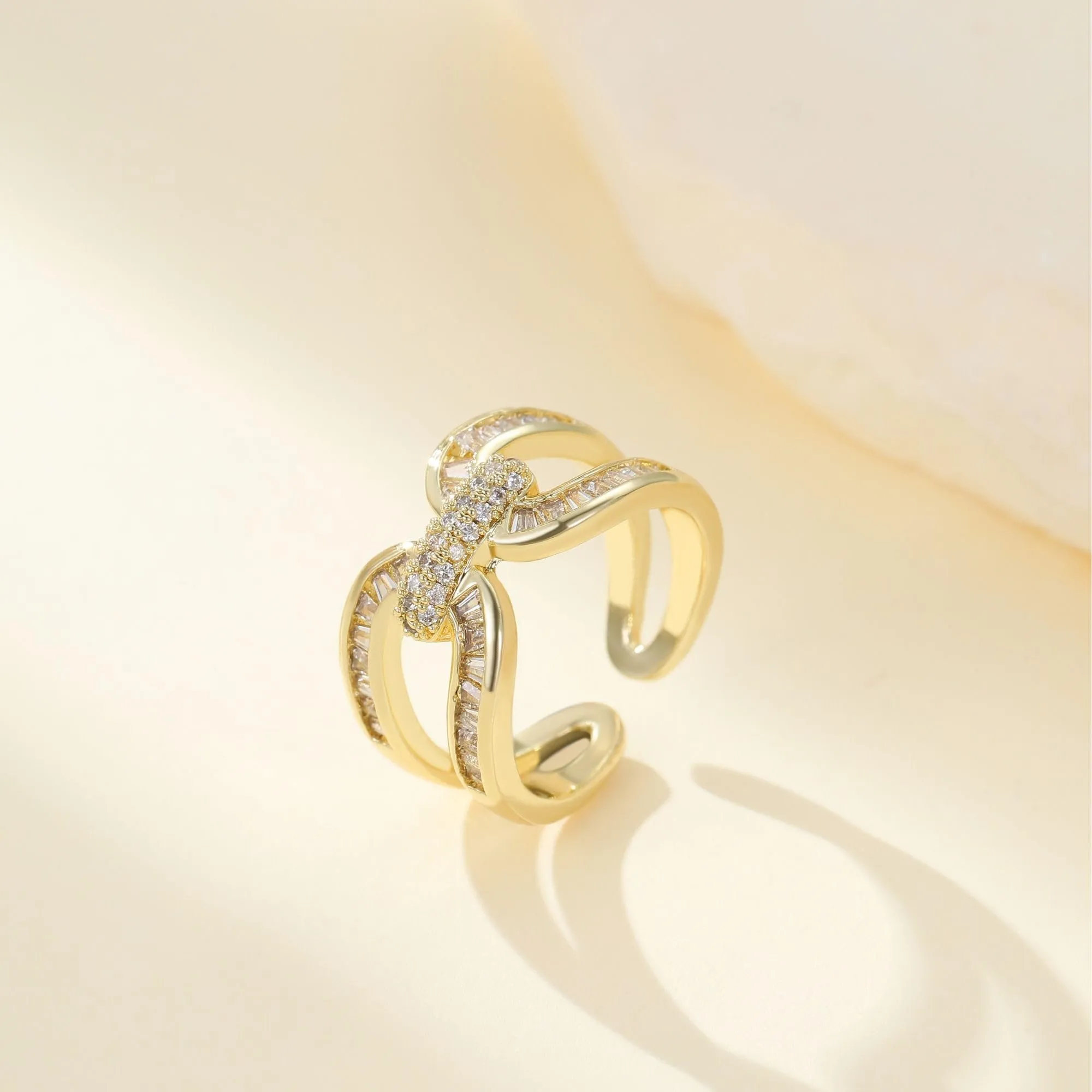 Joo&Rind Anello Regolabile Donna Oro 14K con Zirconi - Anelli Aperto Elegante - Gioielli Donna Regalo Compleanno Amica - immagine 6