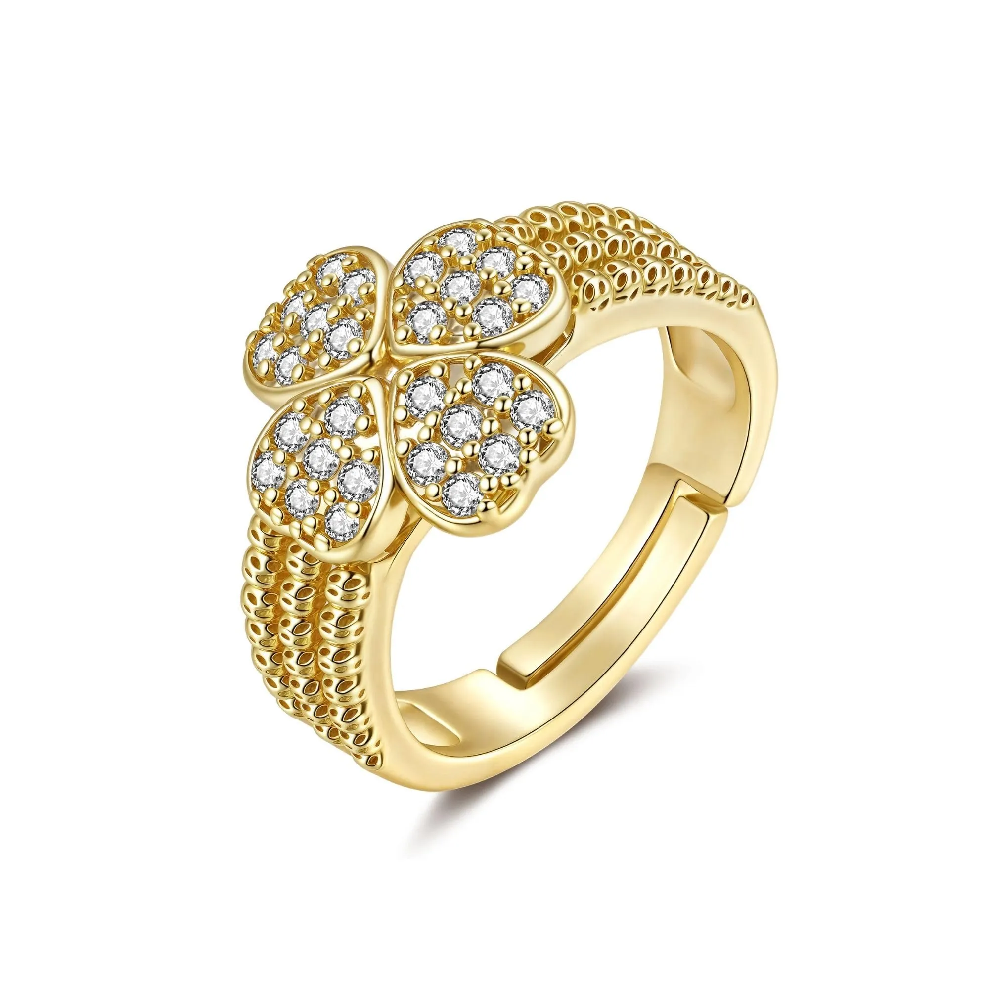 Joo&Rind Anello Regolabile Donna Oro 14K con Zirconi - Anelli Aperto Elegante - Gioielli Donna Regalo Compleanno Amica - immagine 1