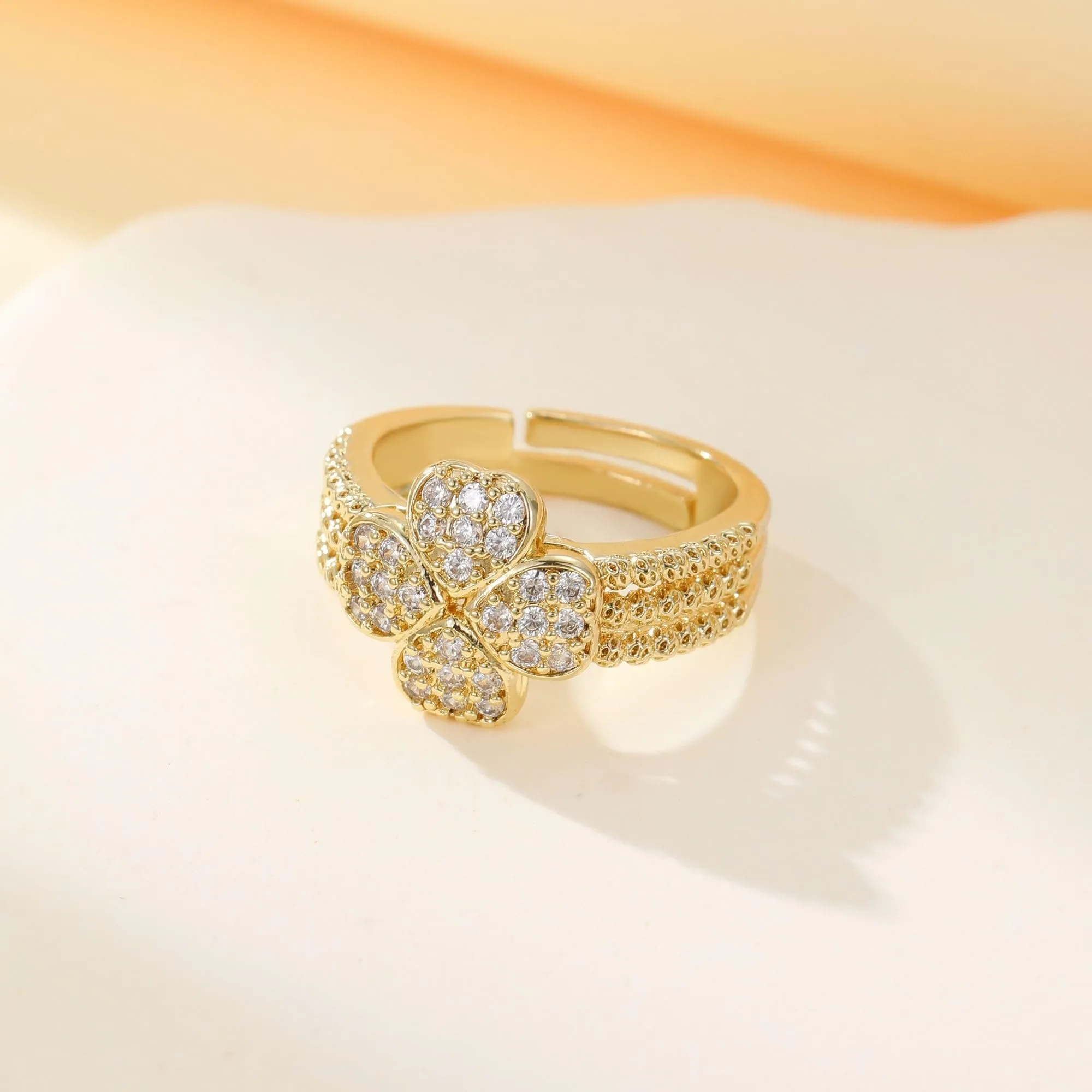 Joo&Rind Anello Regolabile Donna Oro 14K con Zirconi - Anelli Aperto Elegante - Gioielli Donna Regalo Compleanno Amica - immagine 5