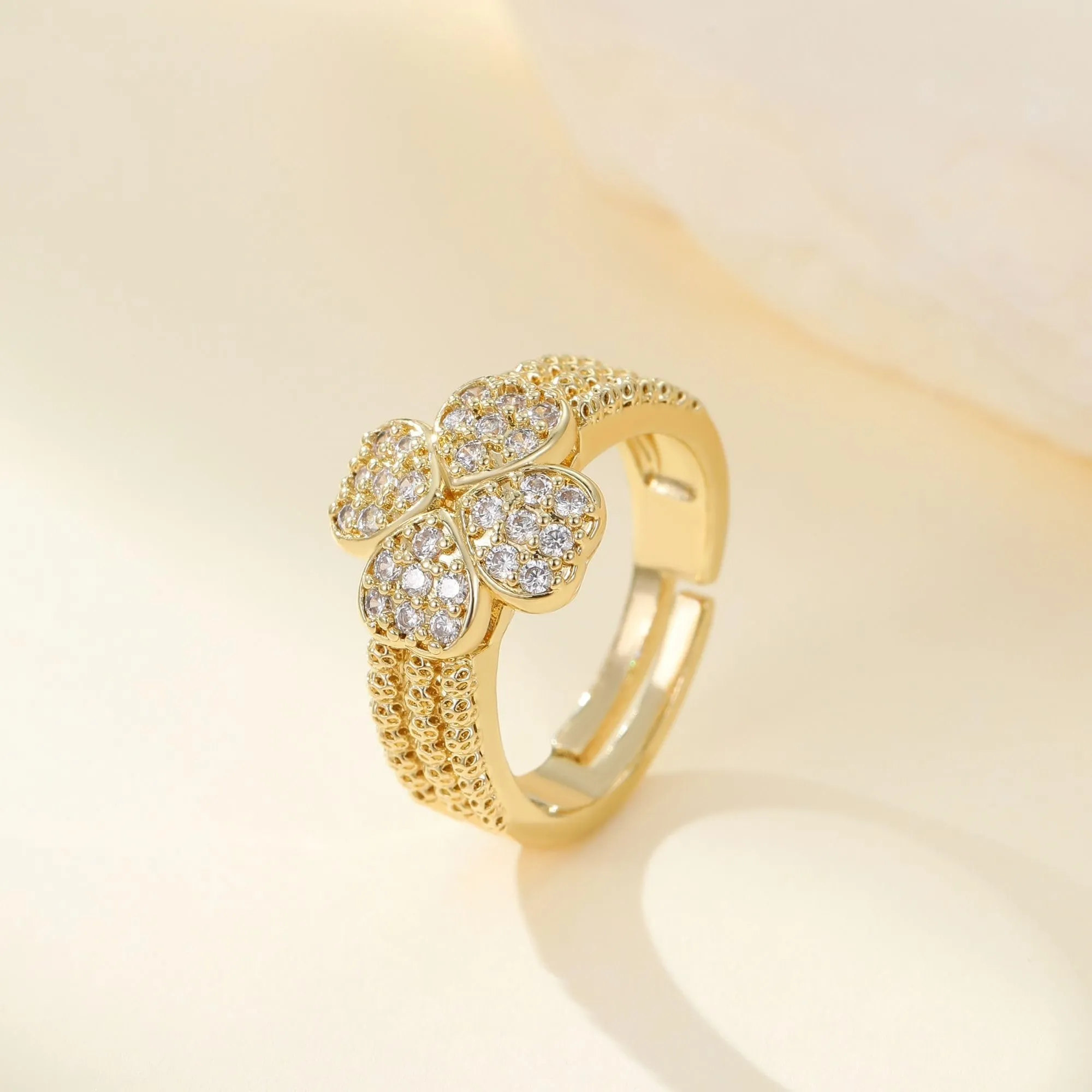 Joo&Rind Anello Regolabile Donna Oro 14K con Zirconi - Anelli Aperto Elegante - Gioielli Donna Regalo Compleanno Amica - immagine 6