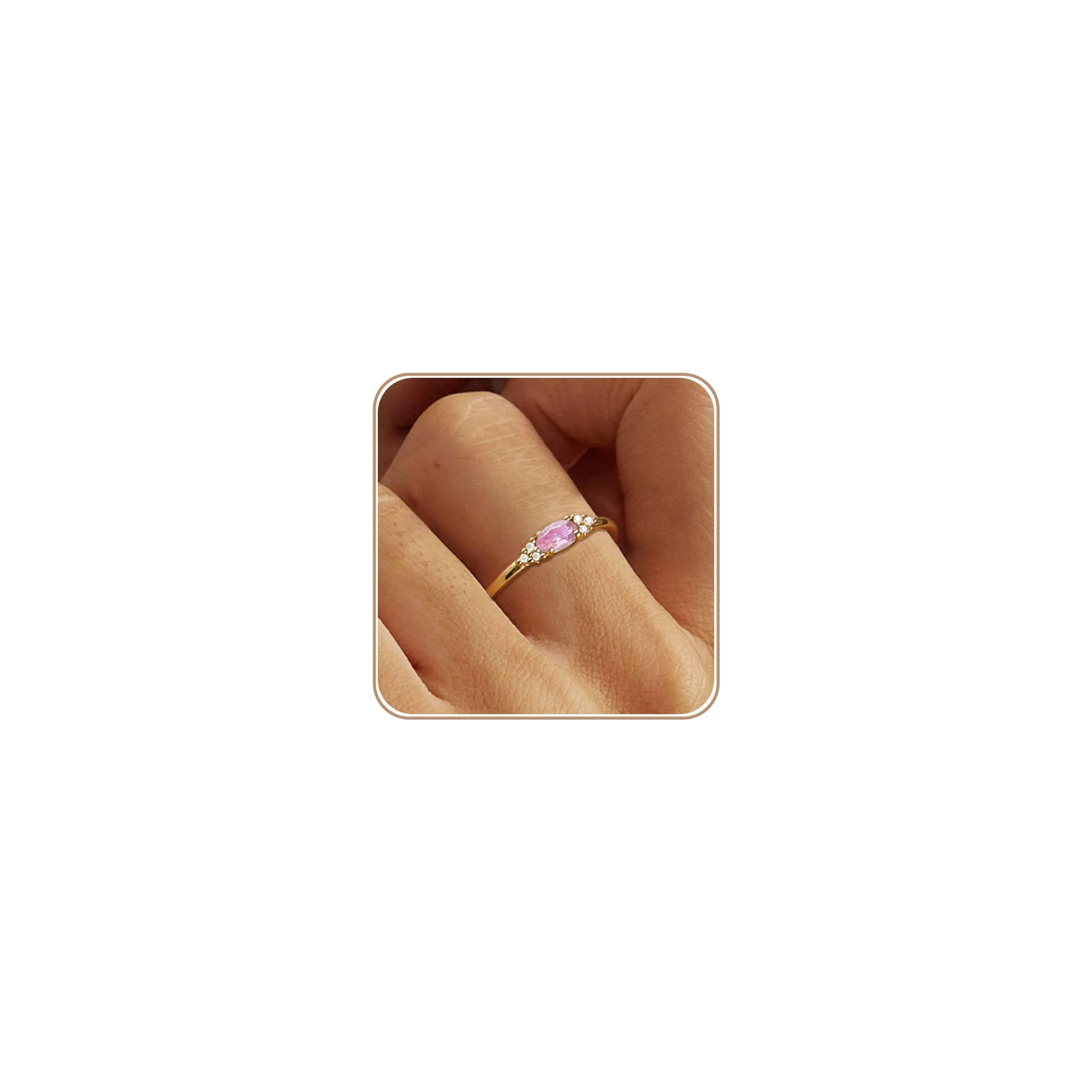 ZNBOH Anelli Donna Oro 18K con Pietra Portafortuna Anello con Acquamarina Ametista Citrino Diamante Simulato Zirconi Anello Mignolo Fedi Nuziali Fedine Fidanzamento Regalo Compleanno Anniversario - immagine 1