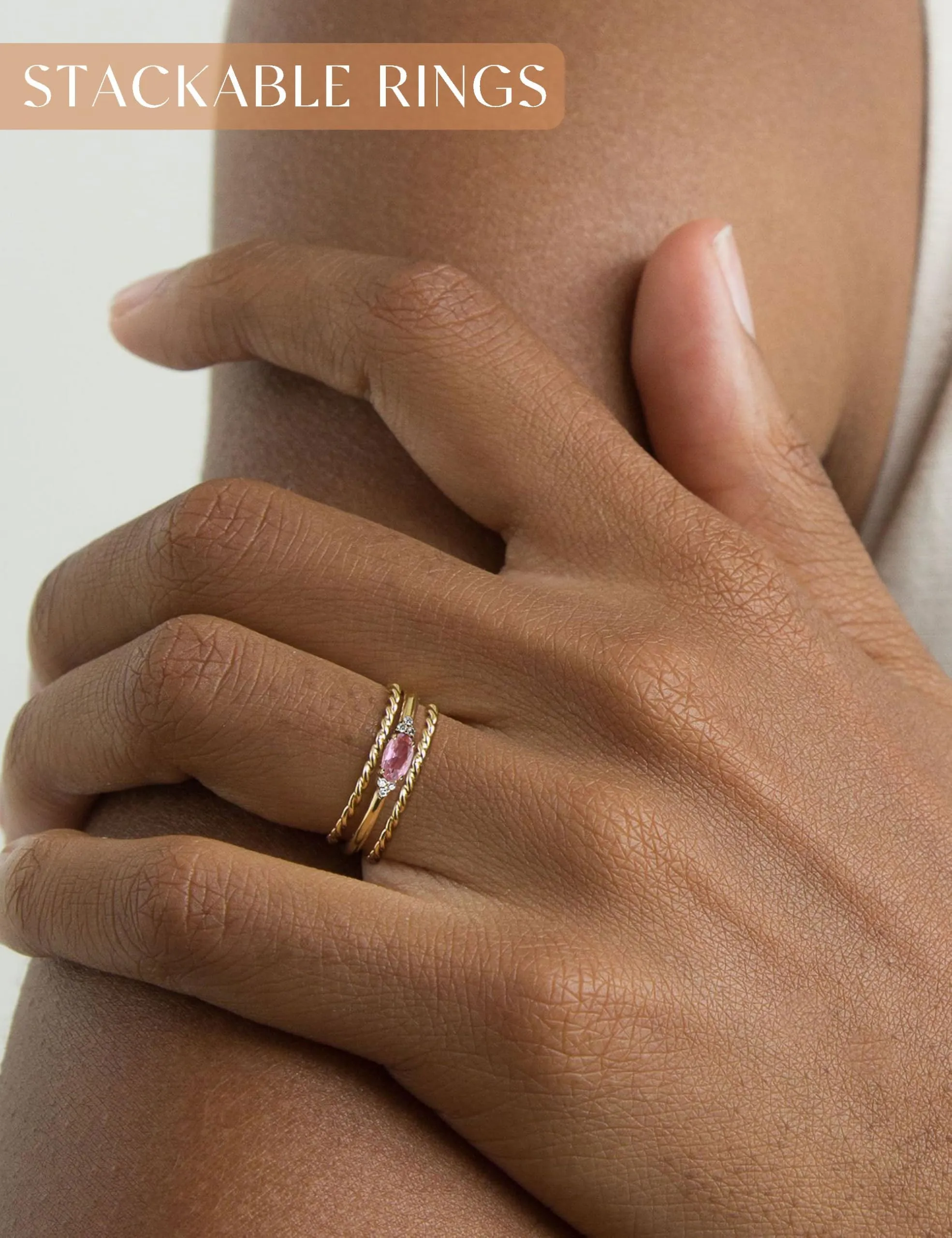 ZNBOH Anelli Donna Oro 18K con Pietra Portafortuna Anello con Acquamarina Ametista Citrino Diamante Simulato Zirconi Anello Mignolo Fedi Nuziali Fedine Fidanzamento Regalo Compleanno Anniversario - immagine 9