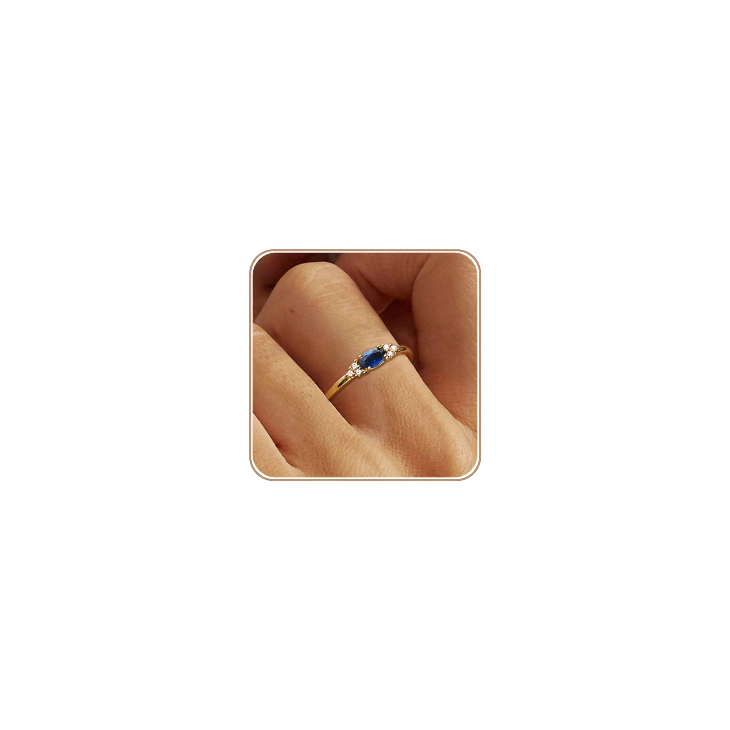 ZNBOH Anelli Donna Oro 18K con Pietra Portafortuna Anello con Acquamarina Ametista Citrino Diamante Simulato Zirconi Anello Mignolo Fedi Nuziali Fedine Fidanzamento Regalo Compleanno Anniversario - immagine 1