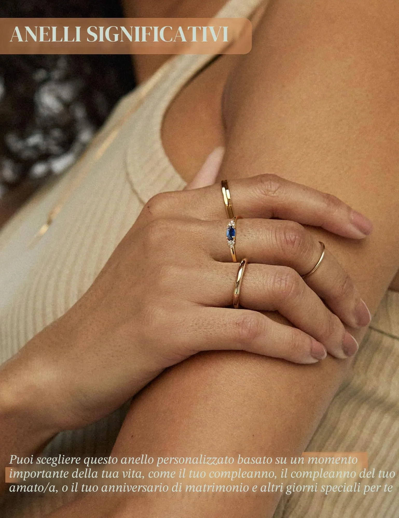 ZNBOH Anelli Donna Oro 18K con Pietra Portafortuna Anello con Acquamarina Ametista Citrino Diamante Simulato Zirconi Anello Mignolo Fedi Nuziali Fedine Fidanzamento Regalo Compleanno Anniversario - immagine 6