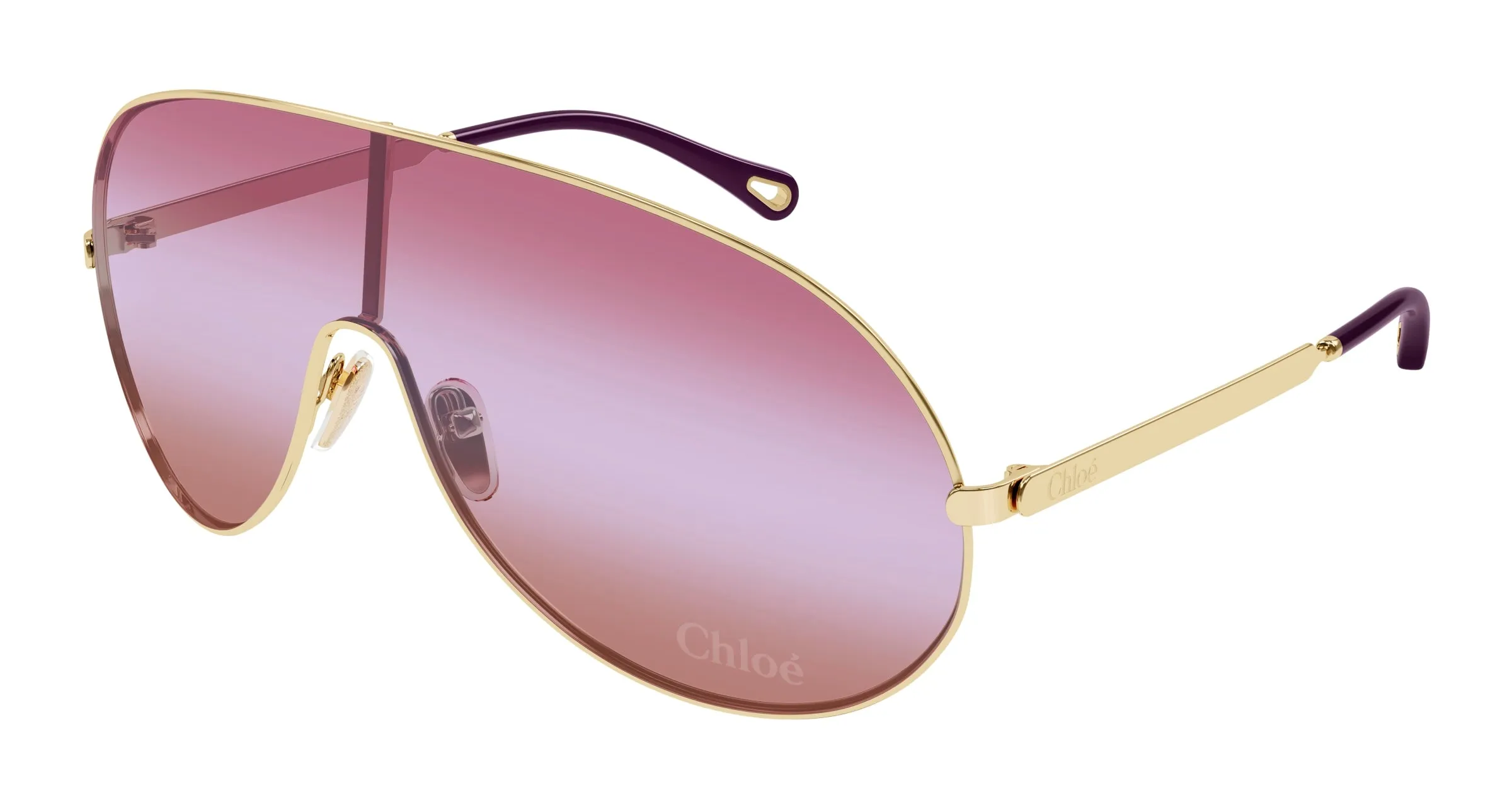 Chloé CH0283S 003 Occhiali da sole Metallo Oro Rosso Maschera - immagine 1