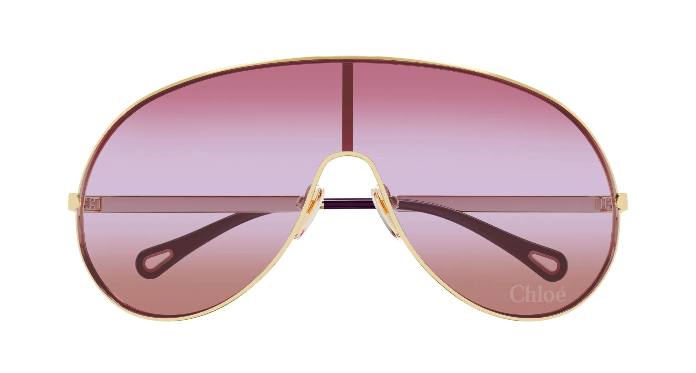 Chloé CH0283S 003 Occhiali da sole Metallo Oro Rosso Maschera - immagine 2