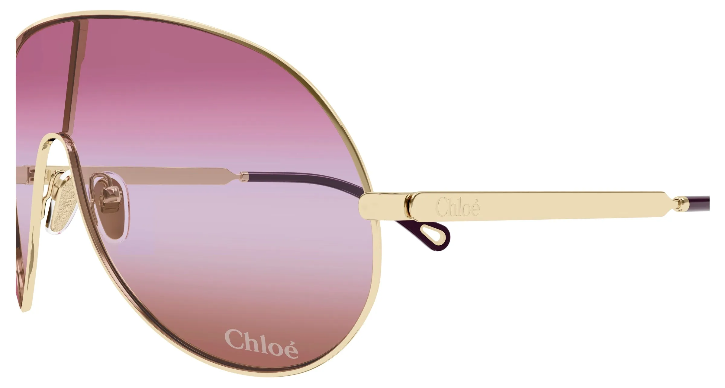 Chloé CH0283S 003 Occhiali da sole Metallo Oro Rosso Maschera - immagine 3
