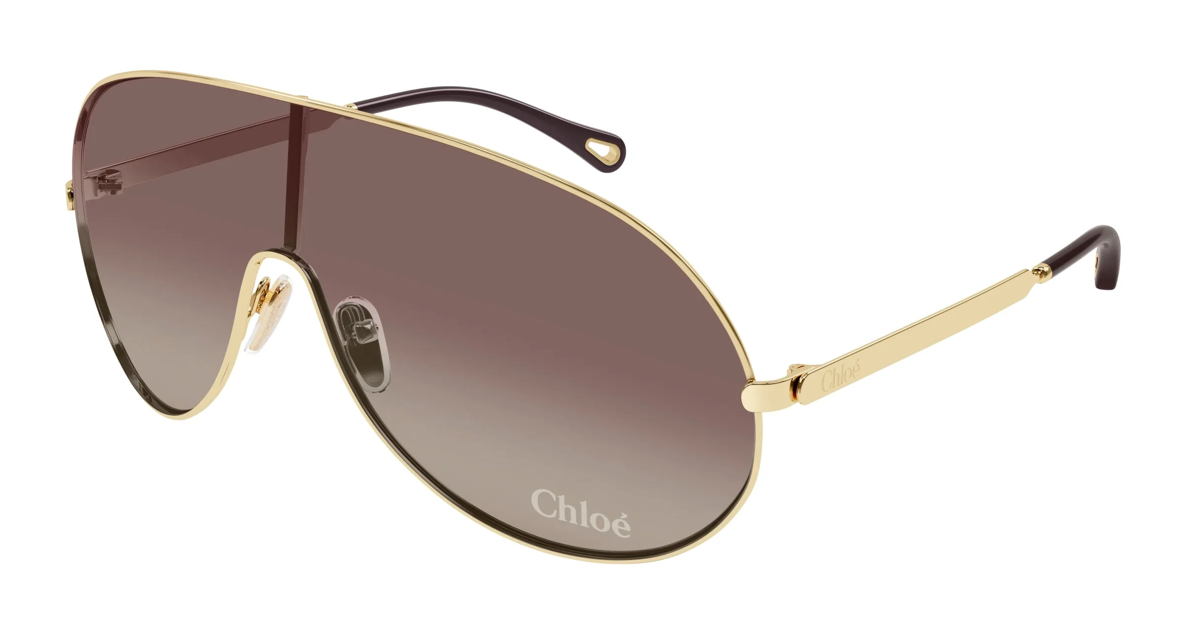 Chloé CH0283S 002 Occhiali da sole Metallo Oro Marrone Maschera - immagine 1