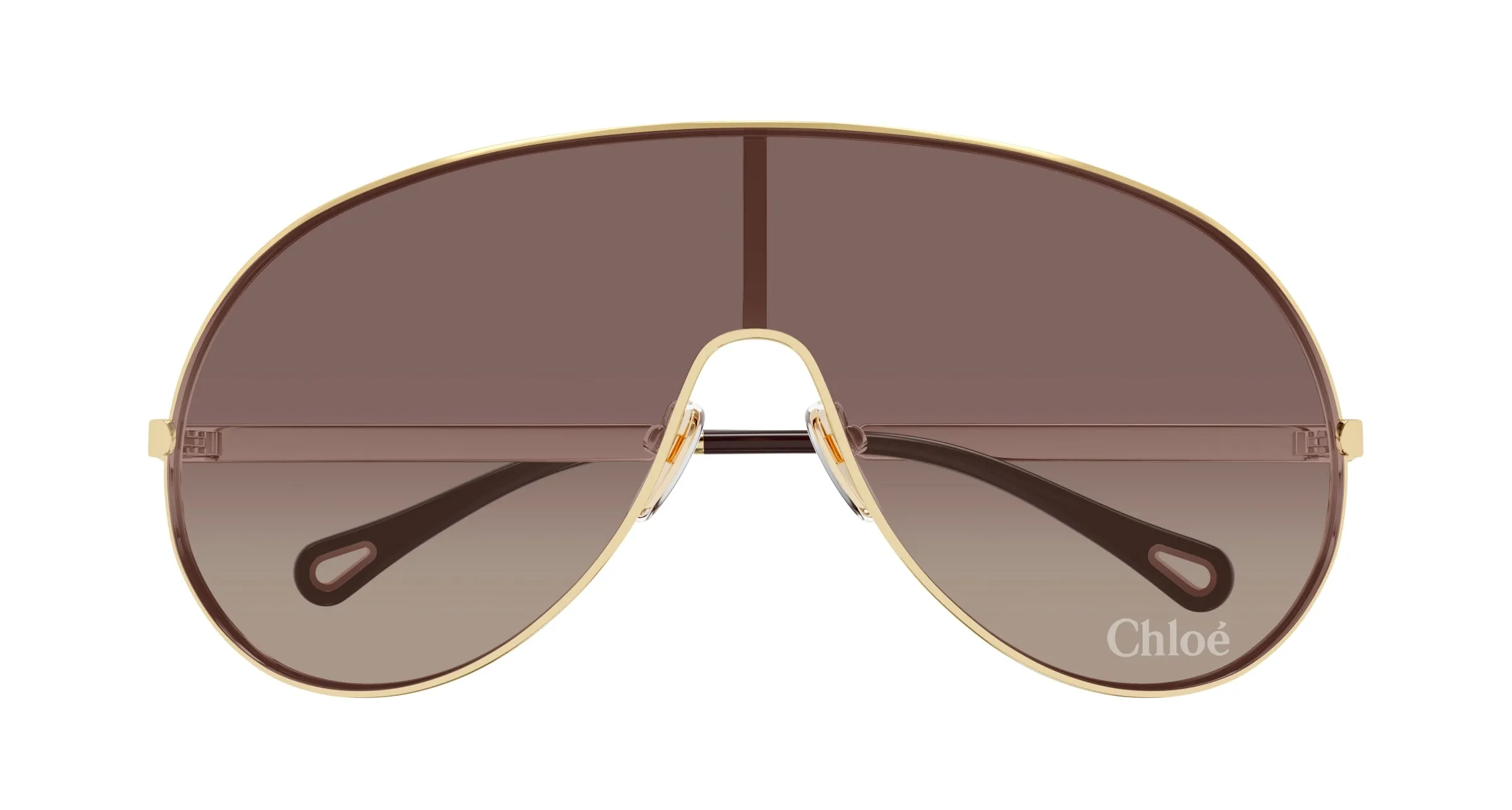 Chloé CH0283S 002 Occhiali da sole Metallo Oro Marrone Maschera - immagine 2