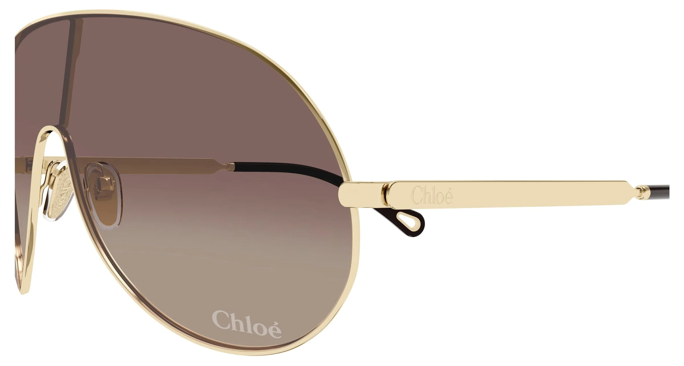 Chloé CH0283S 002 Occhiali da sole Metallo Oro Marrone Maschera - immagine 3