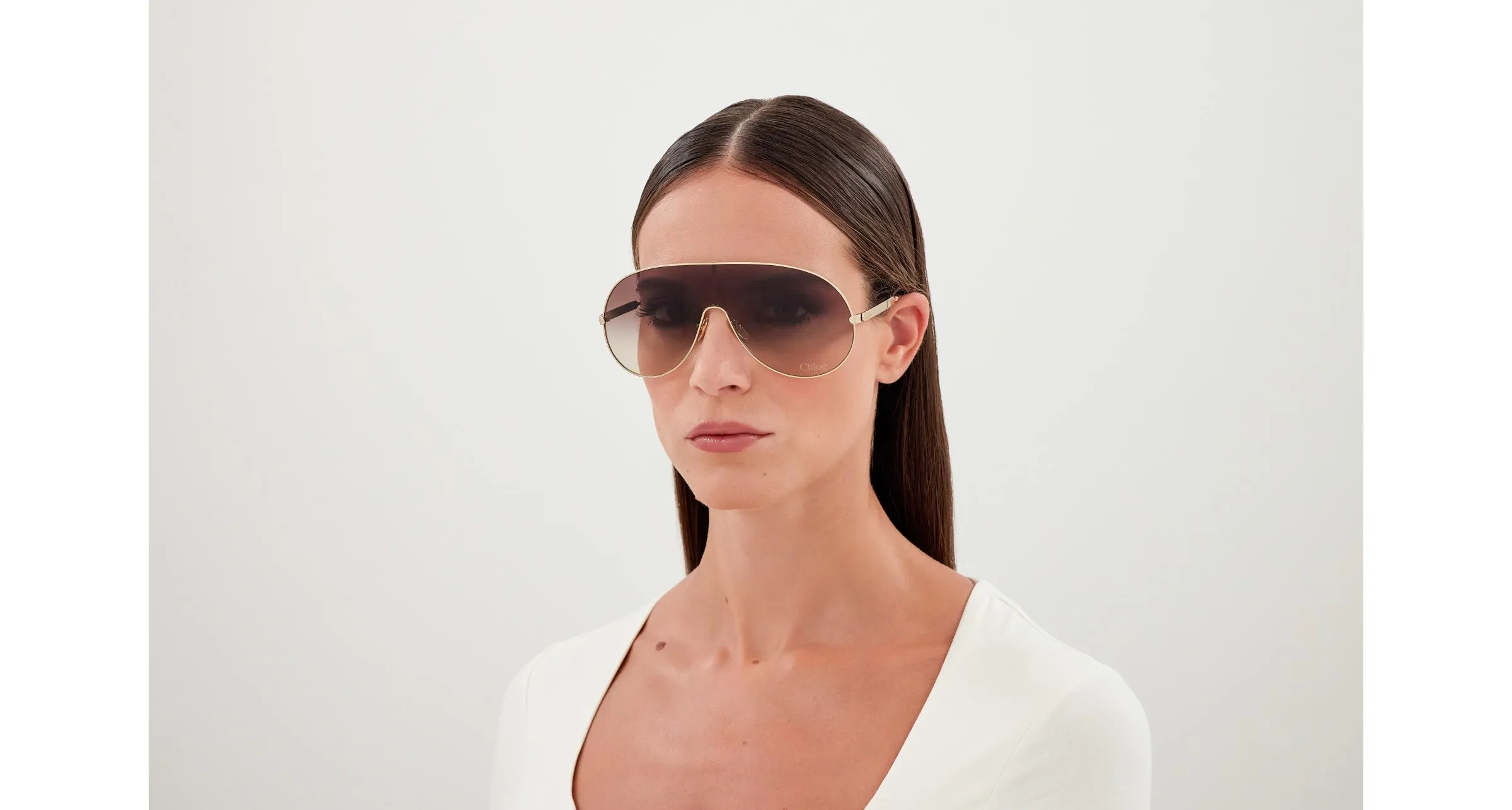 Chloé CH0283S 002 Occhiali da sole Metallo Oro Marrone Maschera - immagine 4