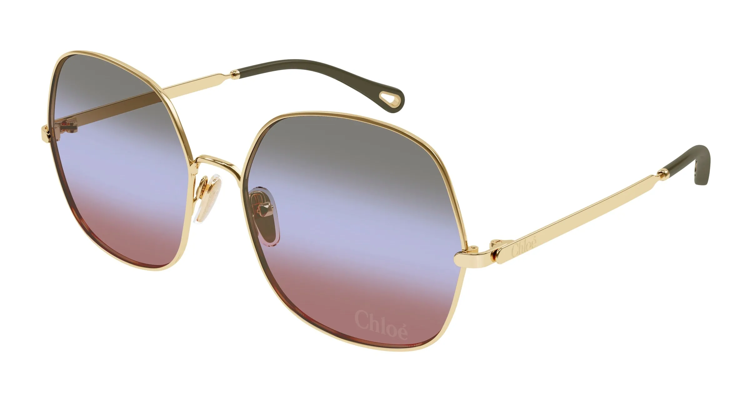 Chloé CH0282S 004 Occhiali da sole Metallo Oro Verde Squadrata - immagine 1