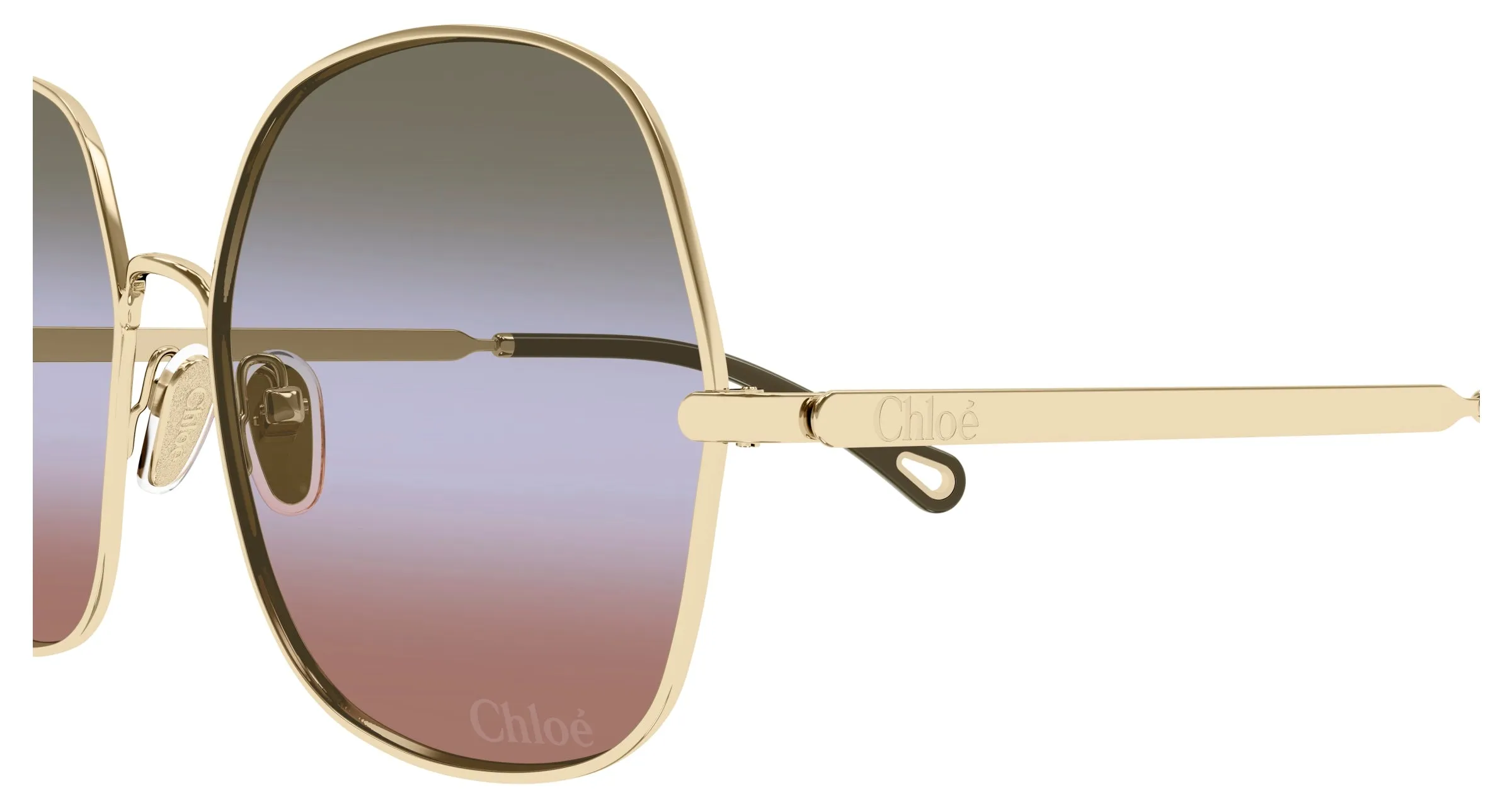 Chloé CH0282S 004 Occhiali da sole Metallo Oro Verde Squadrata - immagine 3