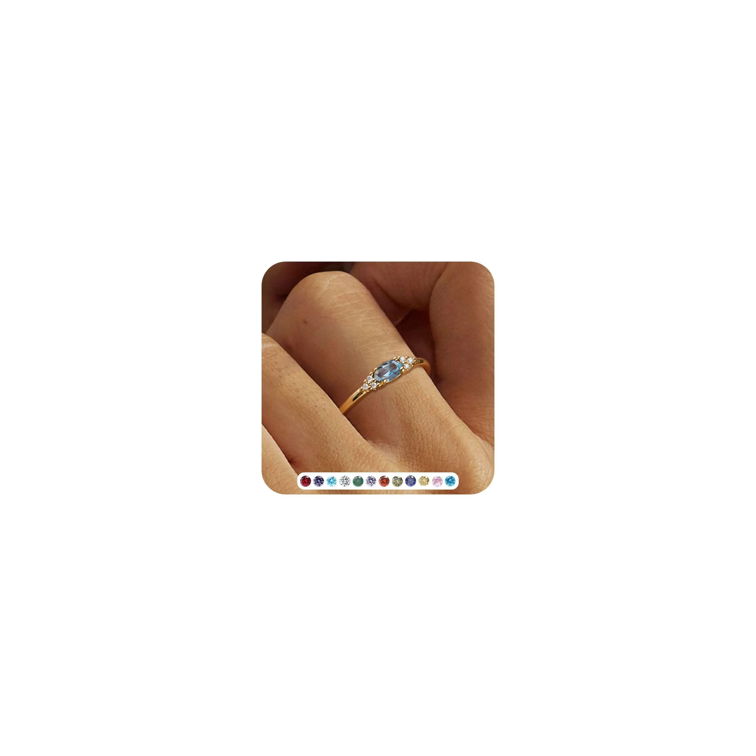 ZNBOH Anelli Donna Oro 18K con Pietra Portafortuna Anello con Acquamarina Ametista Citrino Diamante Simulato Zirconi Anello Mignolo Fedi Nuziali Fedine Fidanzamento Regalo Compleanno Anniversario - immagine 1