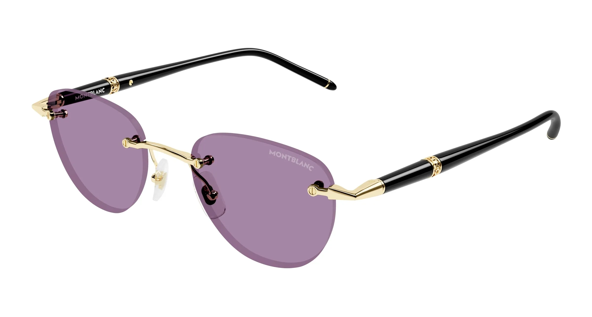 Montblanc MB0412S 002 Occhiali da sole Metallo Oro Viola Rotonda - immagine 1