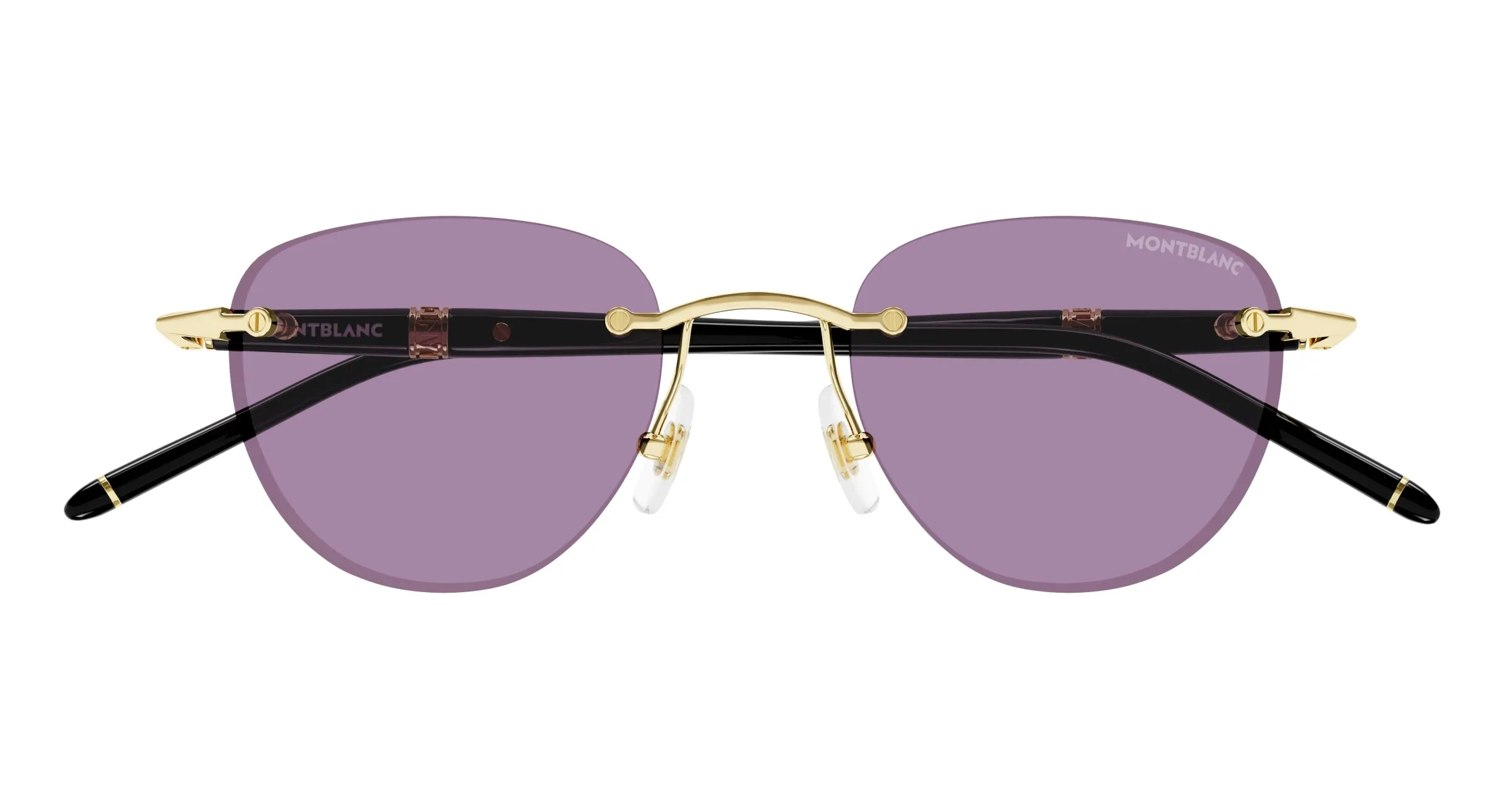 Montblanc MB0412S 002 Occhiali da sole Metallo Oro Viola Rotonda - immagine 2