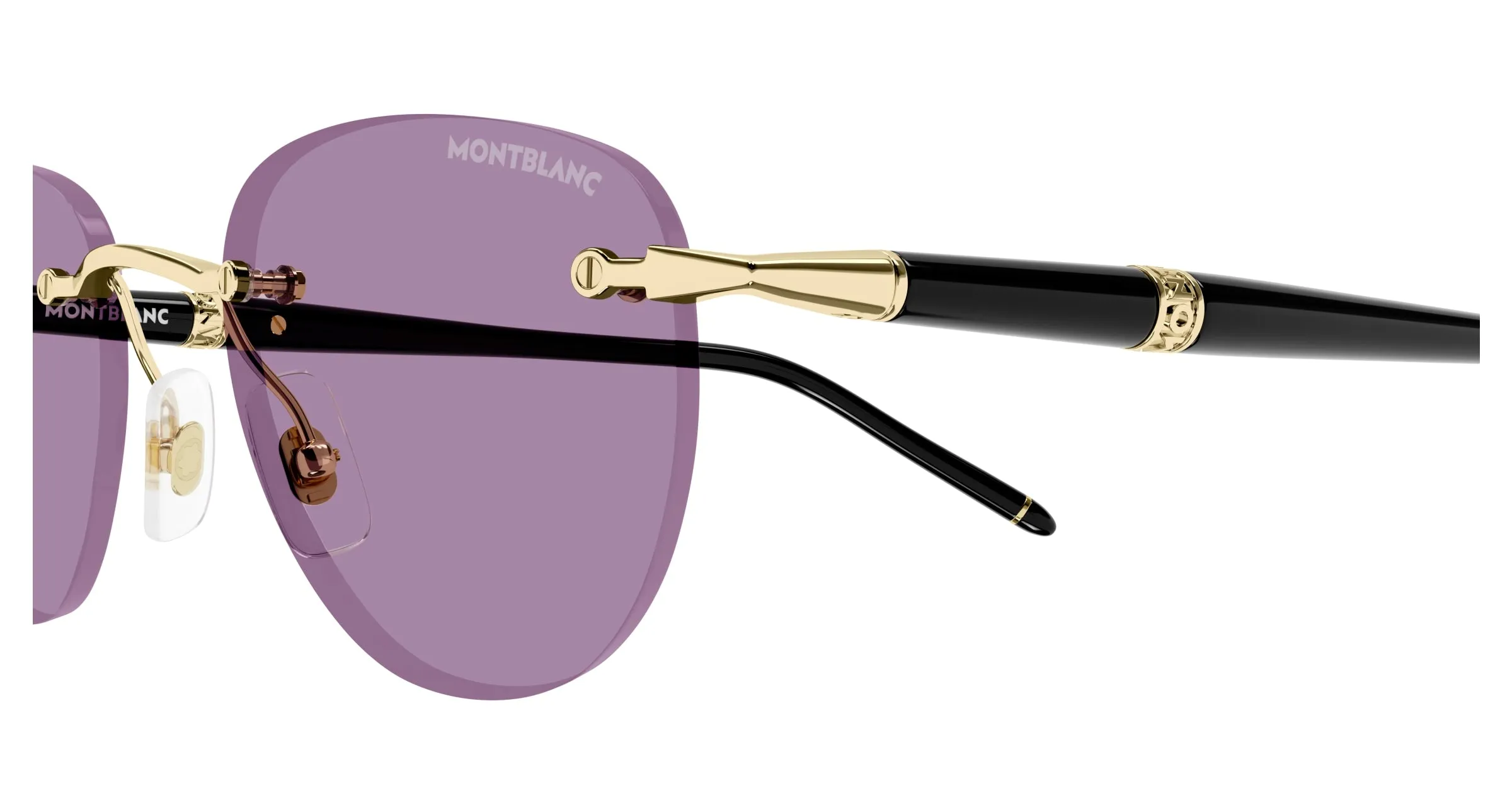 Montblanc MB0412S 002 Occhiali da sole Metallo Oro Viola Rotonda - immagine 3