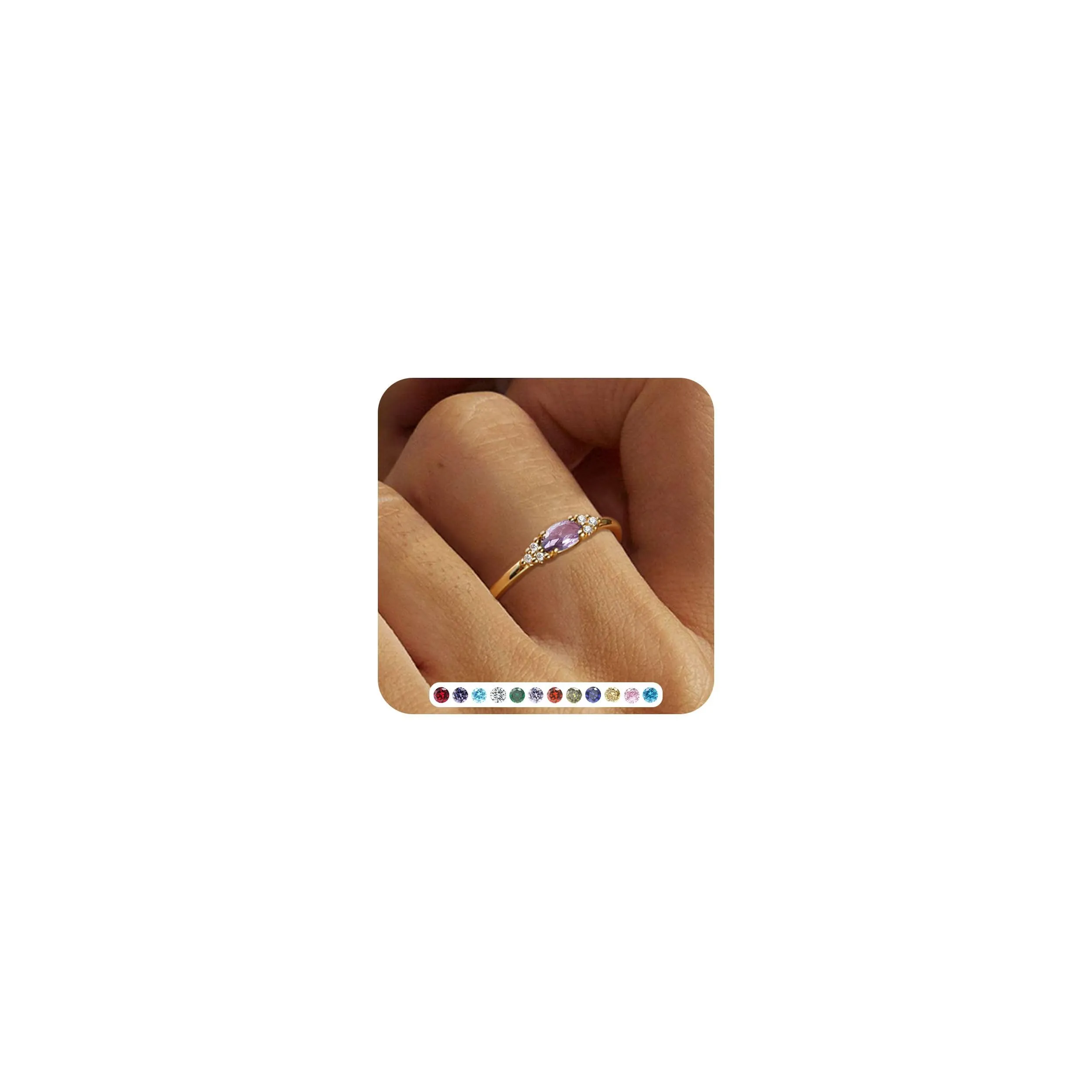ZNBOH Anelli Donna Oro 18K con Pietra Portafortuna Anello con Acquamarina Ametista Citrino Diamante Simulato Zirconi Anello Mignolo Fedi Nuziali Fedine Fidanzamento Regalo Compleanno Anniversario - immagine 1