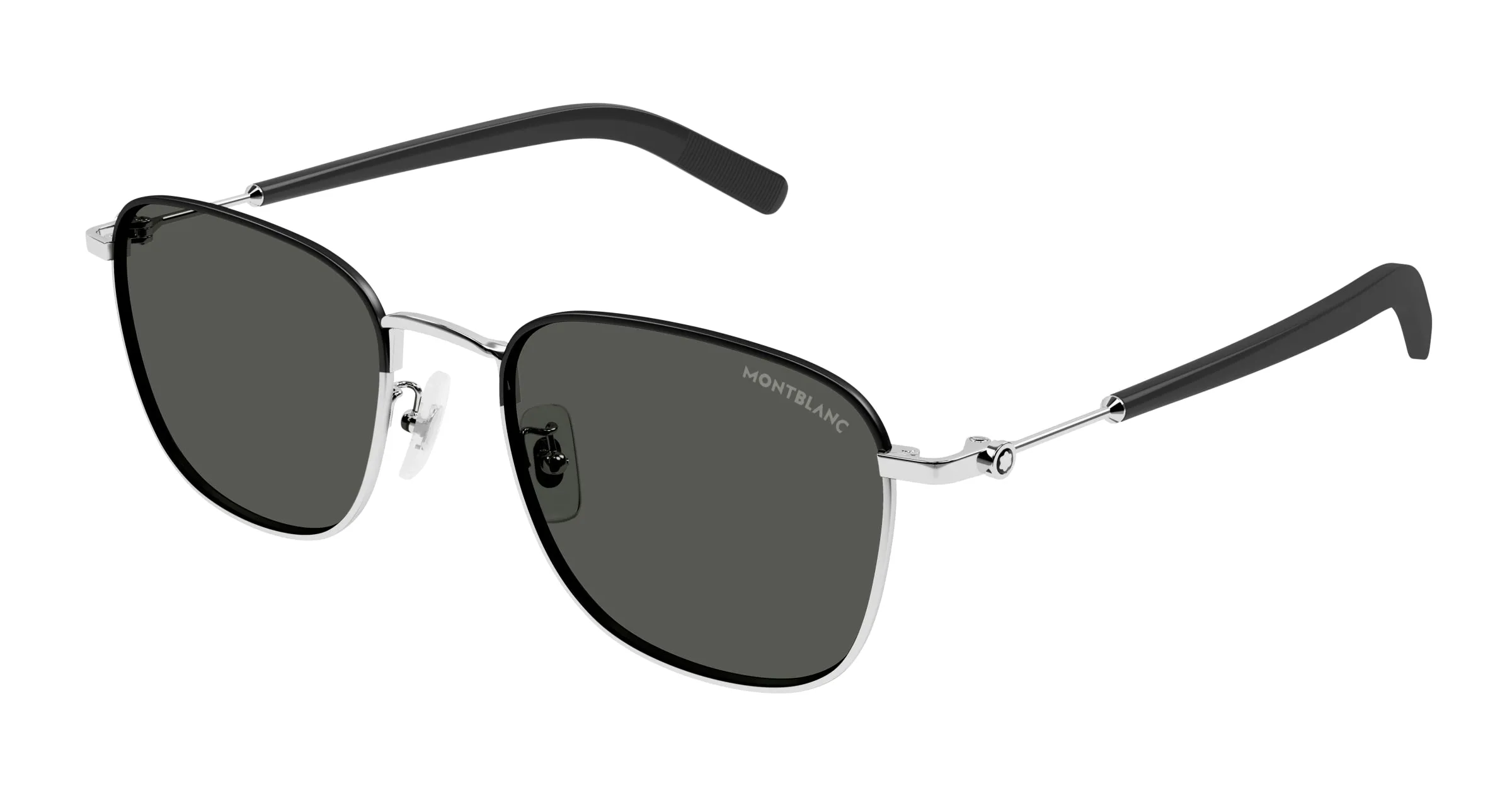 Montblanc MB0392SA 002 Occhiali da sole Metallo Argento Grigio Squadrata - immagine 1