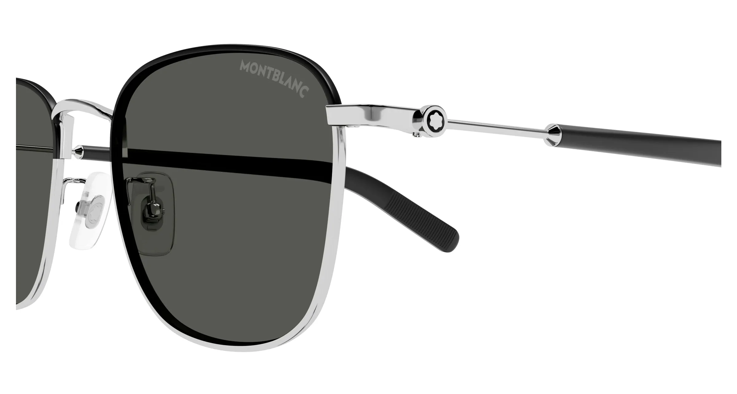 Montblanc MB0392SA 002 Occhiali da sole Metallo Argento Grigio Squadrata - immagine 2