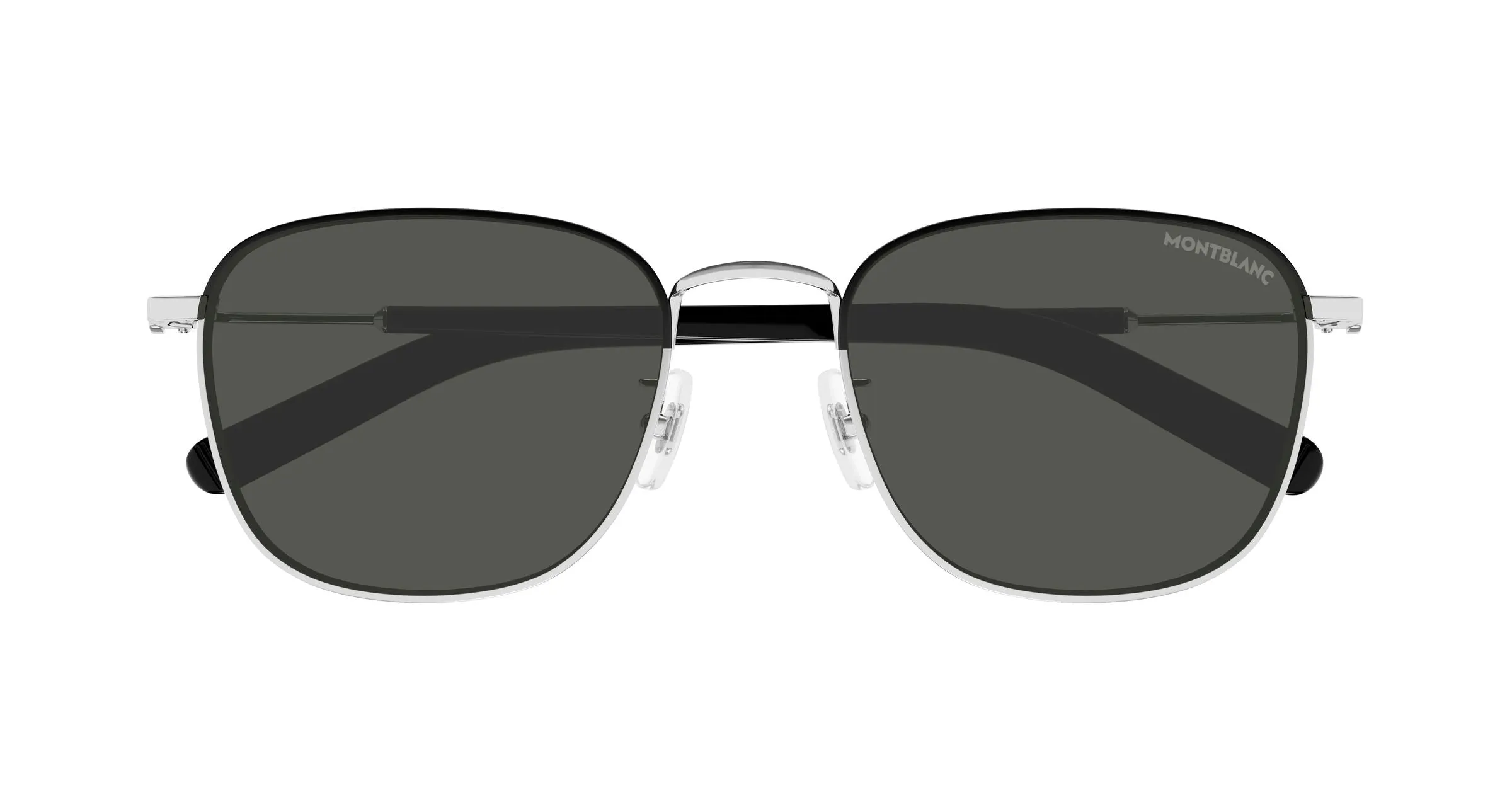 Montblanc MB0392SA 002 Occhiali da sole Metallo Argento Grigio Squadrata - immagine 3