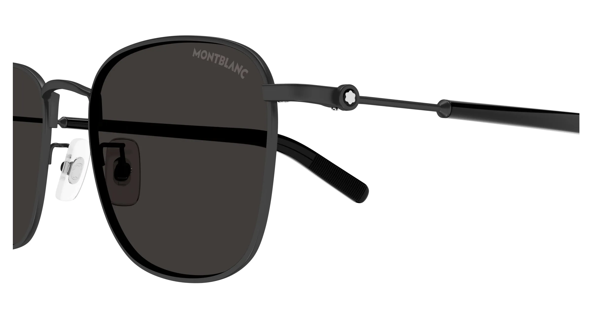 Montblanc MB0392SA 001 Occhiali da sole Metallo Nero Grigio Squadrata - immagine 2