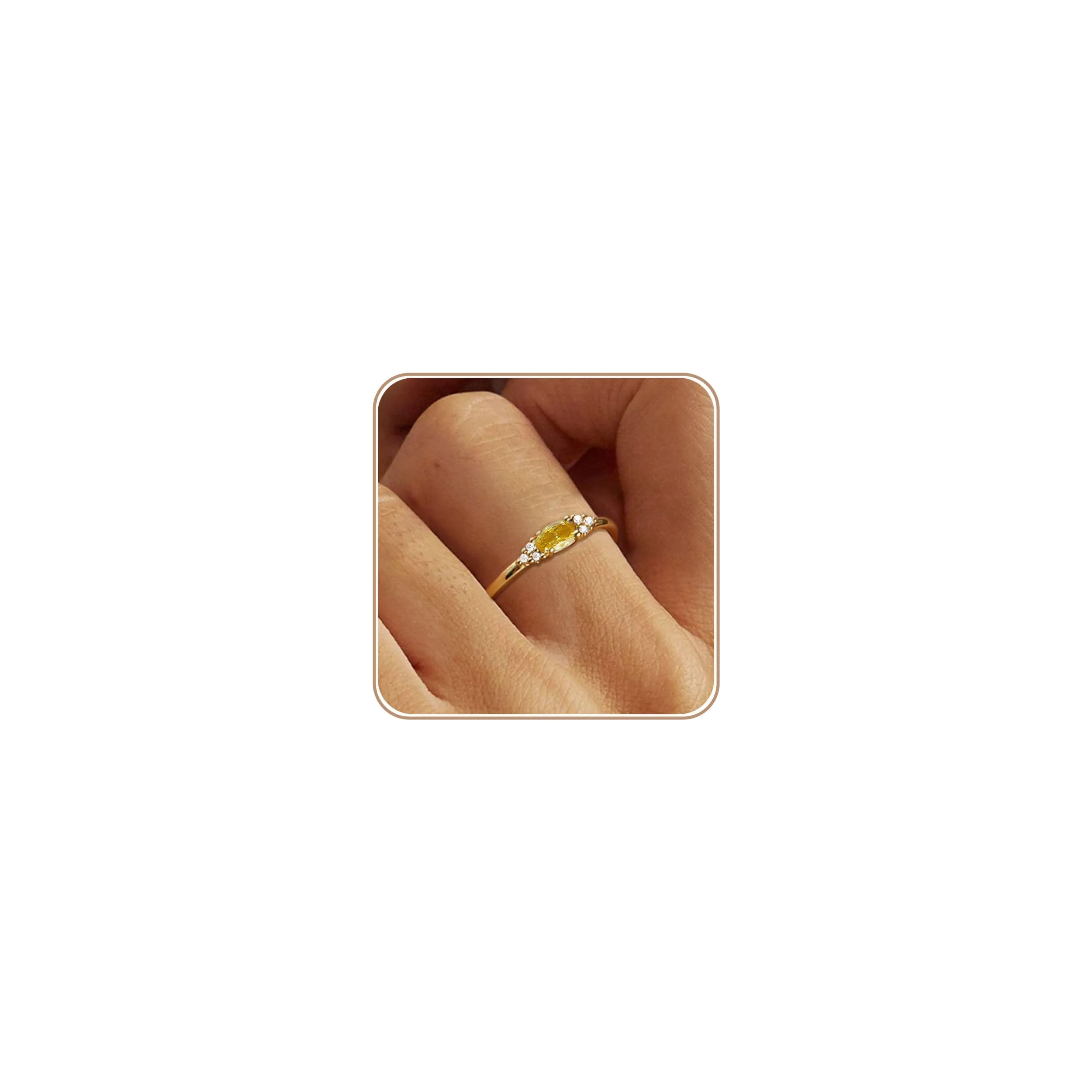 ZNBOH Anelli Donna Oro 18K con Pietra Portafortuna Anello con Acquamarina Ametista Citrino Diamante Simulato Zirconi Anello Mignolo Fedi Nuziali Fedine Fidanzamento Regalo Compleanno Anniversario - immagine 1