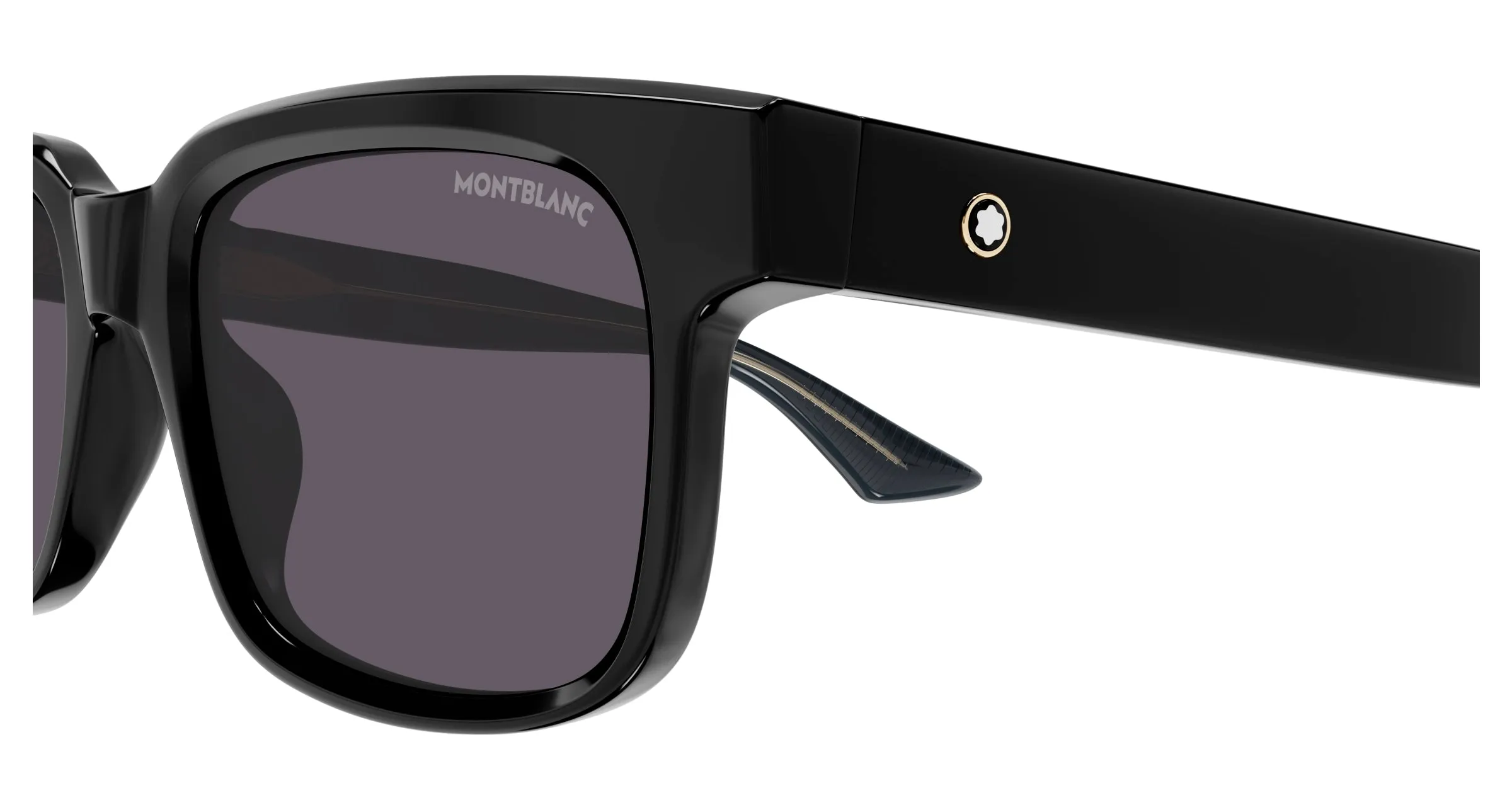 Montblanc MB0383S 005 Occhiali da sole Acetato Nero Grigio Squadrata - immagine 3